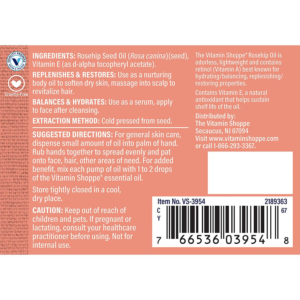 Foto 4 | Aceite para la Piel The Vitamin Shoppe Rosehip Repone 50 Ml - Venta Internacional