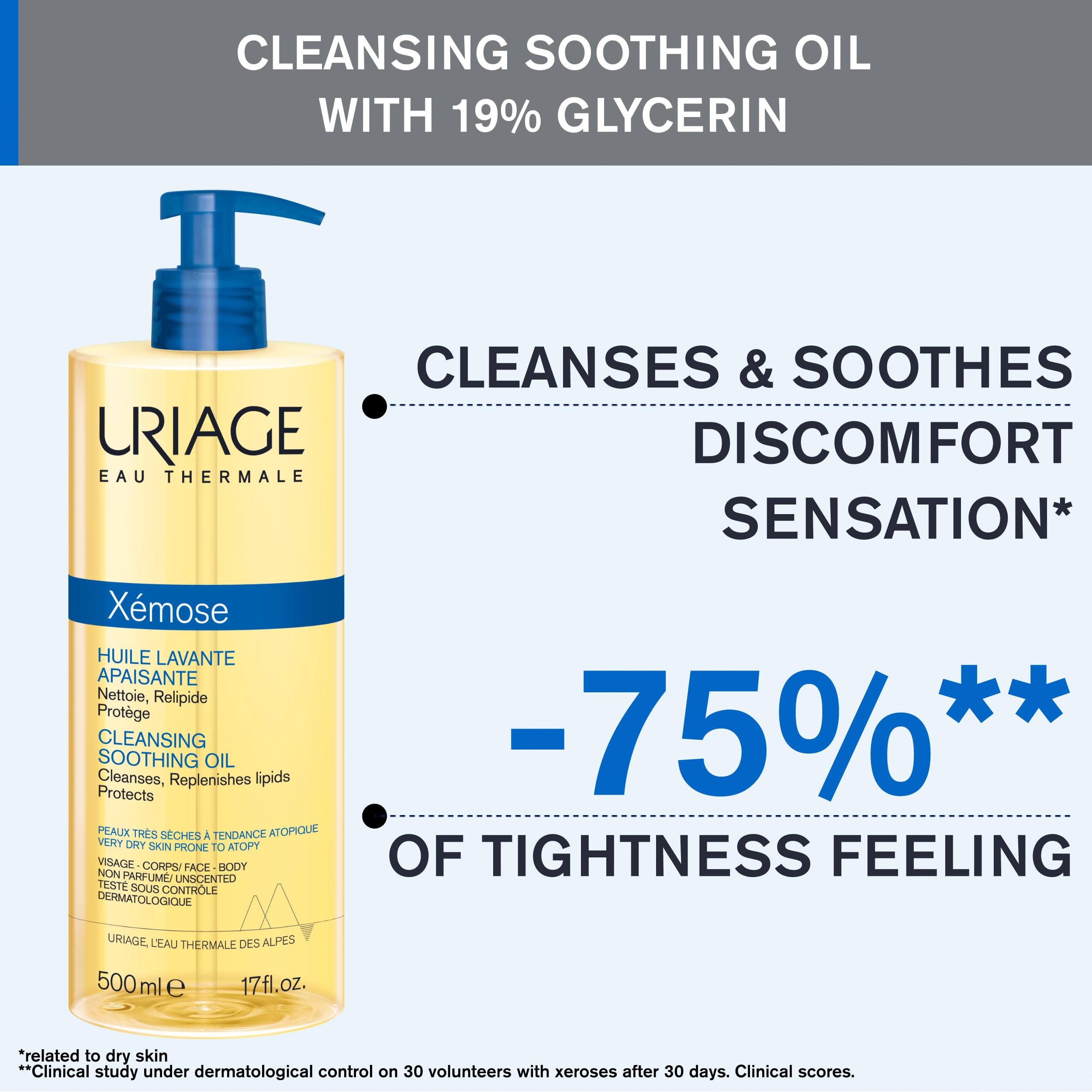 Foto 3 pulgar | Aceite Limpiador Suavizante Uriage Xémose Face & Body 500ml - Venta Internacional.