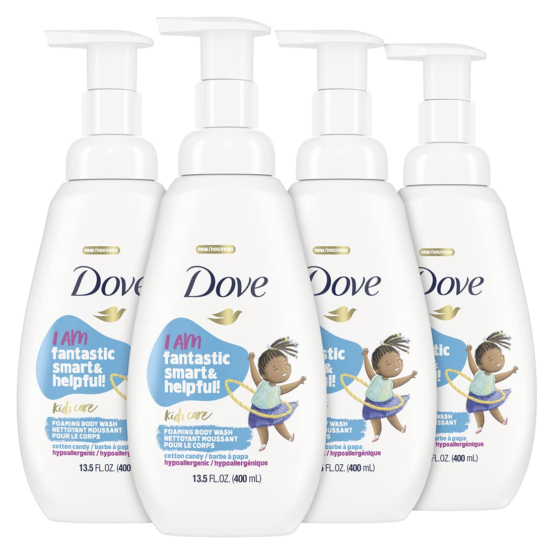 Gel De Baño Espumoso Dove Kids, Algodón De Azúcar, 400 Ml, Paquete De 4 - Venta Internacional.