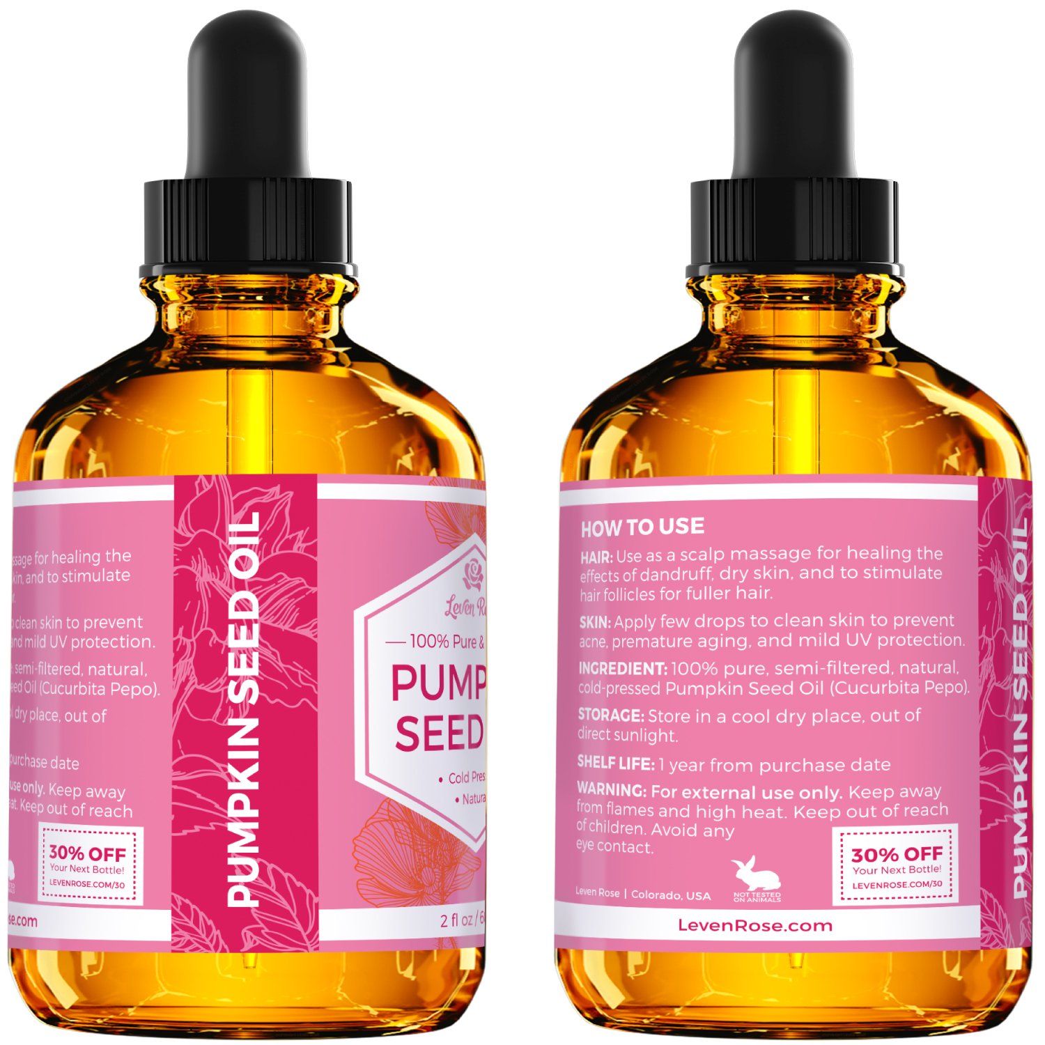 Foto 6 pulgar | Aceite De Semillas De Calabaza Leven Rose 60 Ml Para El Crecimiento Del Cabello, La Piel Y Las Uñas - Venta Internaci