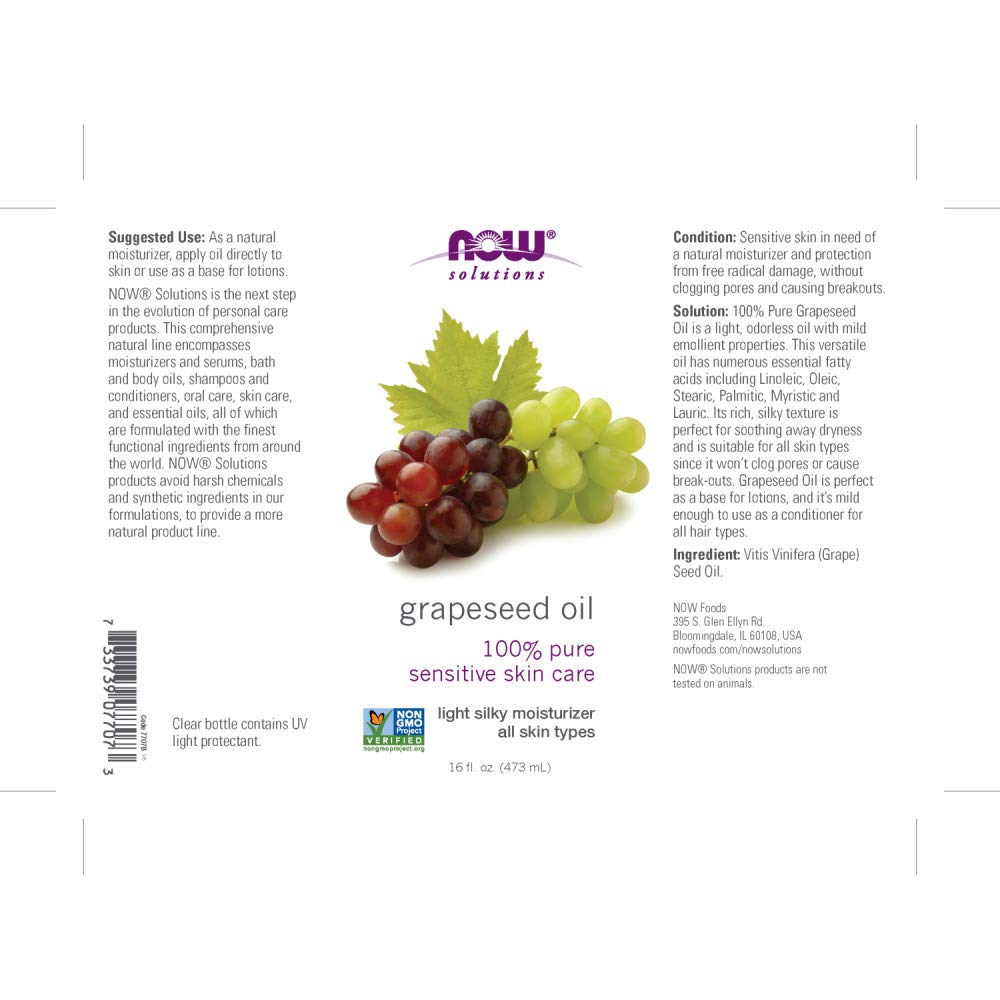 Foto 2 | Aceite De Semilla De Uva Now Foods 946 Ml (473 Ml X2) 100% Puro - Venta Internacional.