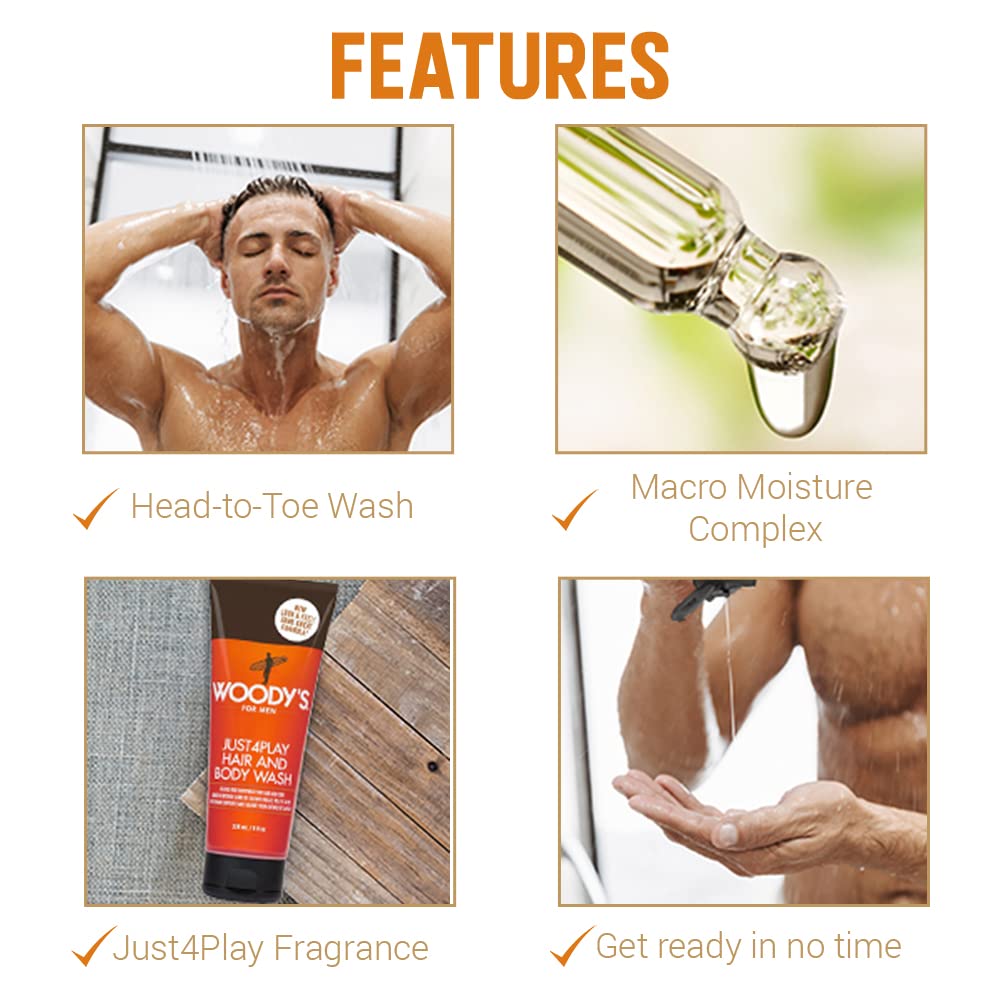 Foto 5 pulgar | Gel De Baño Y Cabello Woody's Just4play Para Hombre, 240 Ml - Venta Internacional.