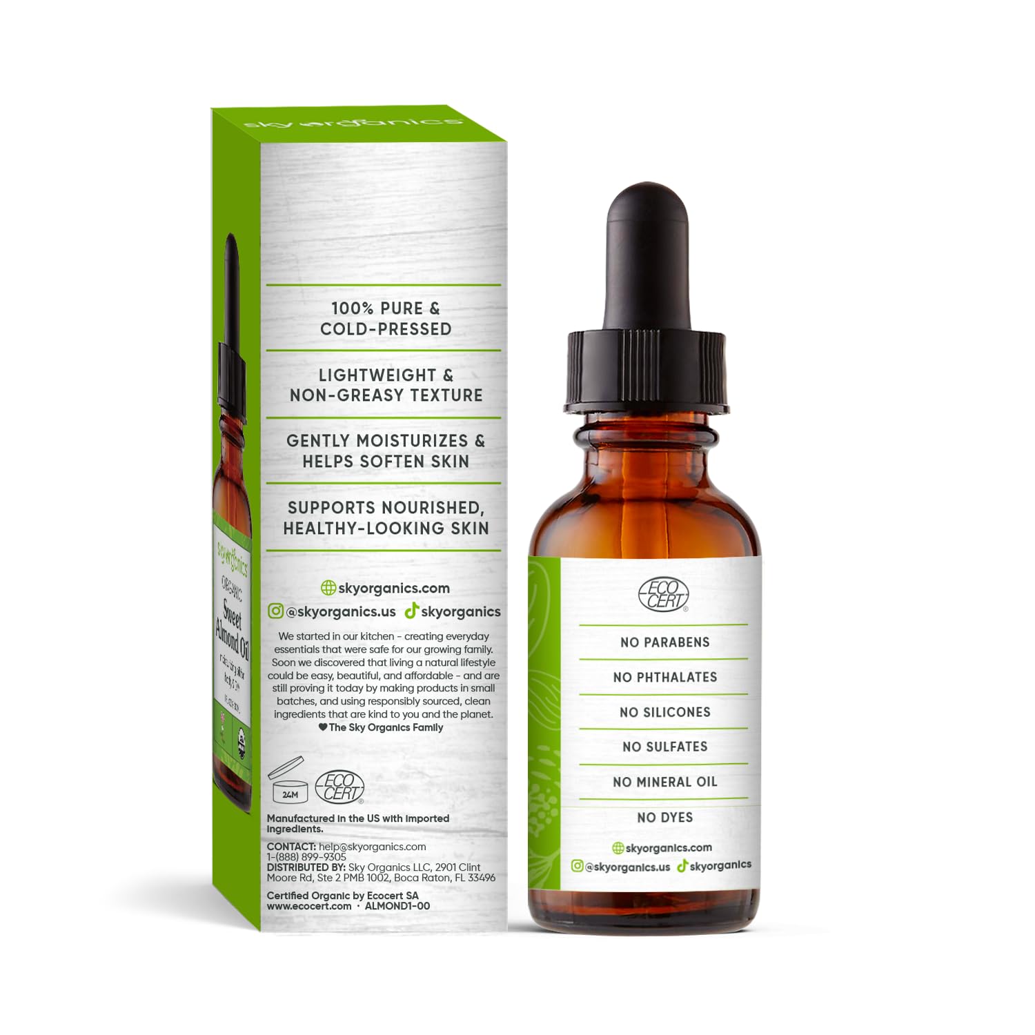 Foto 3 pulgar | Aceite De Almendras Dulces Orgánico Sky Organics Body Oil 30 Ml - Venta Internacional.