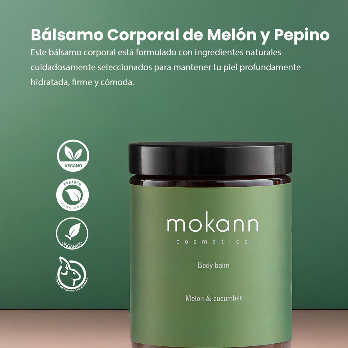 Foto 5 pulgar | Bálsamo Corporal Mokann Con Melón Y Pepino Hidratante 180ml