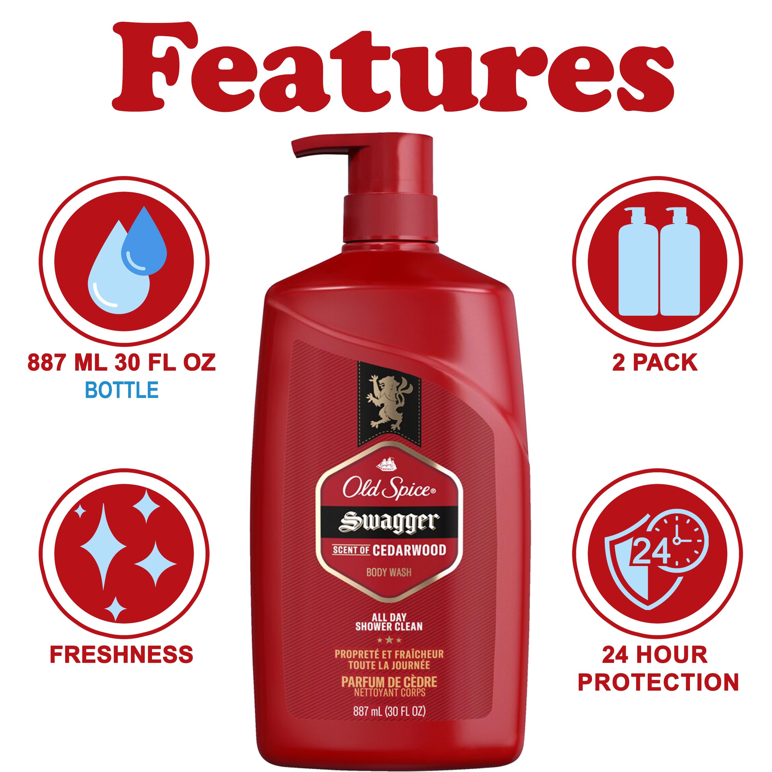 Foto 3 pulgar | Gel De Baño Old Spice Swagger Red Collection, 900 Ml, Paquete De 2 - Venta Internacional.