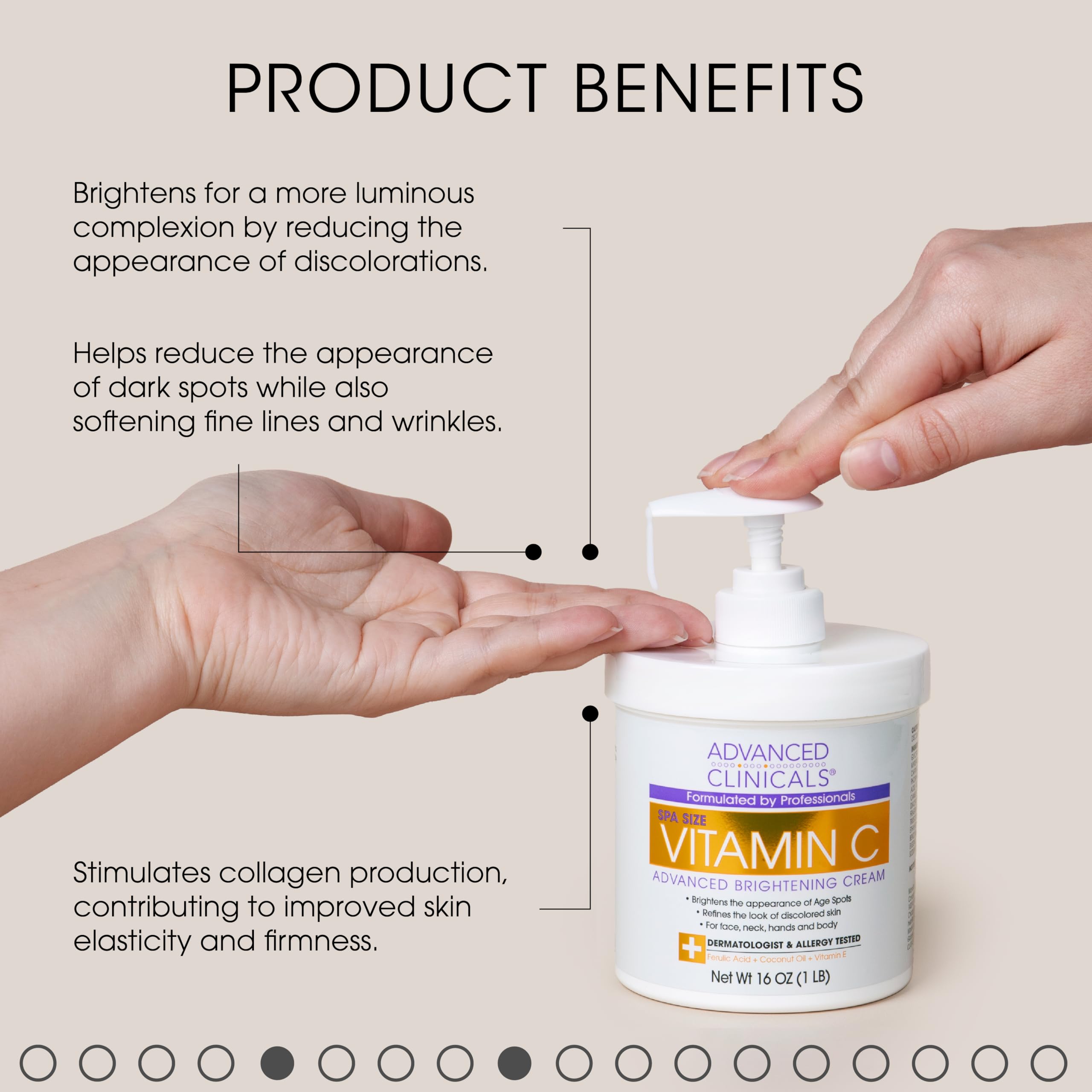 Foto 3 | Crema Hidratante Advanced Clinicals Con Vitamina C, 480 Ml, Para Rostro Y Cuerpo - Venta Internacional.