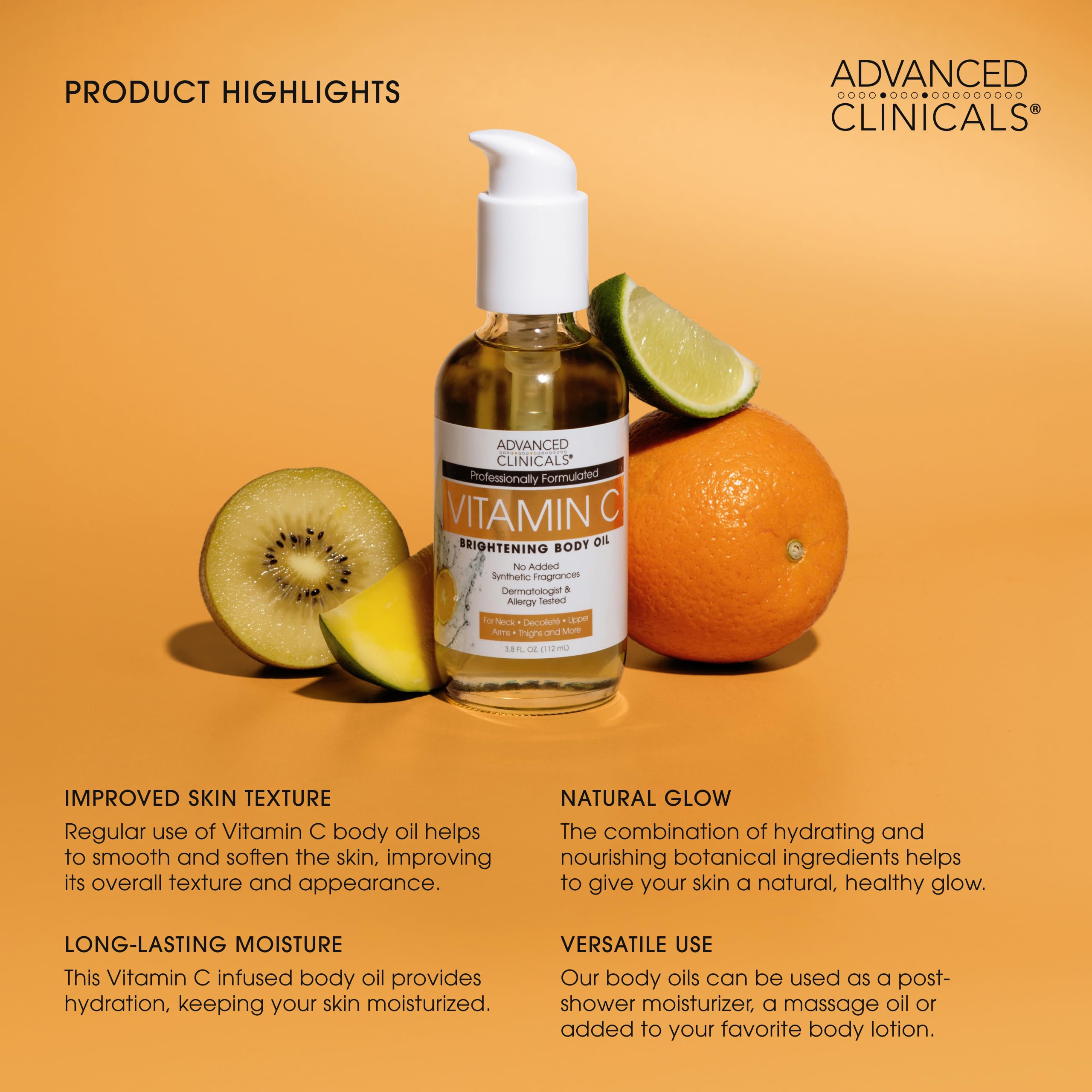 Foto 5 pulgar | Aceite Corporal Advanced Clinicals Vitamina C Con Vitamina E 110 Ml - Venta Internacional.