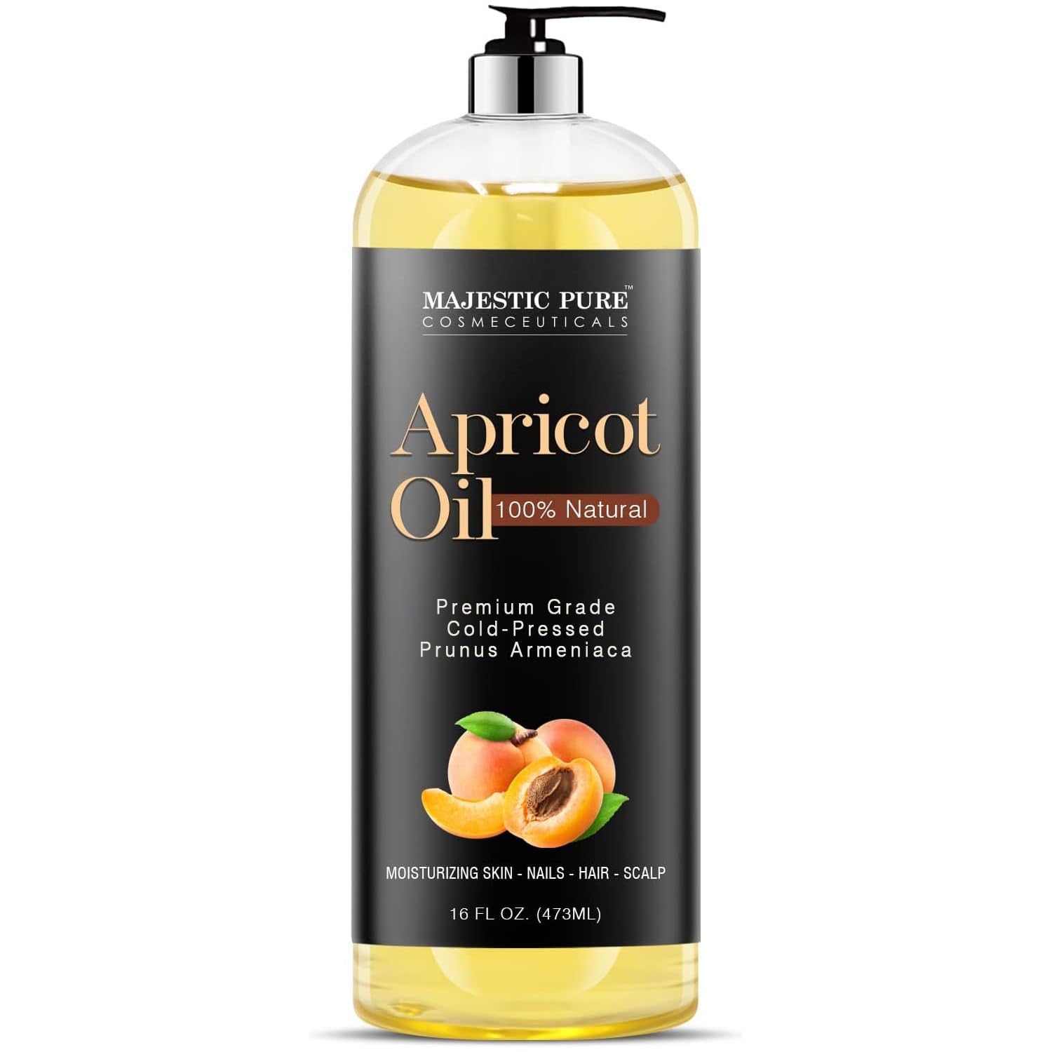 Foto 1 | Aceite De Albaricoque Majestic Pure, 100% Puro, Natural, Prensado En Frío, 480 Ml - Venta Internacional.