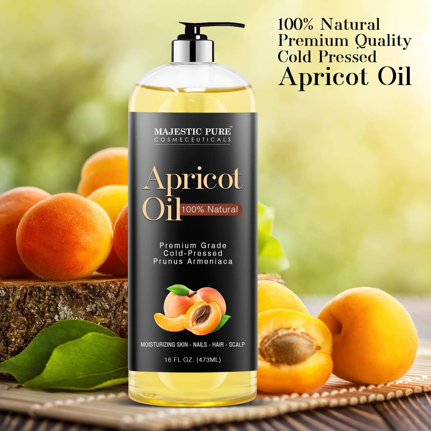 Foto 4 | Aceite De Albaricoque Majestic Pure, 100% Puro, Natural, Prensado En Frío, 480 Ml - Venta Internacional.