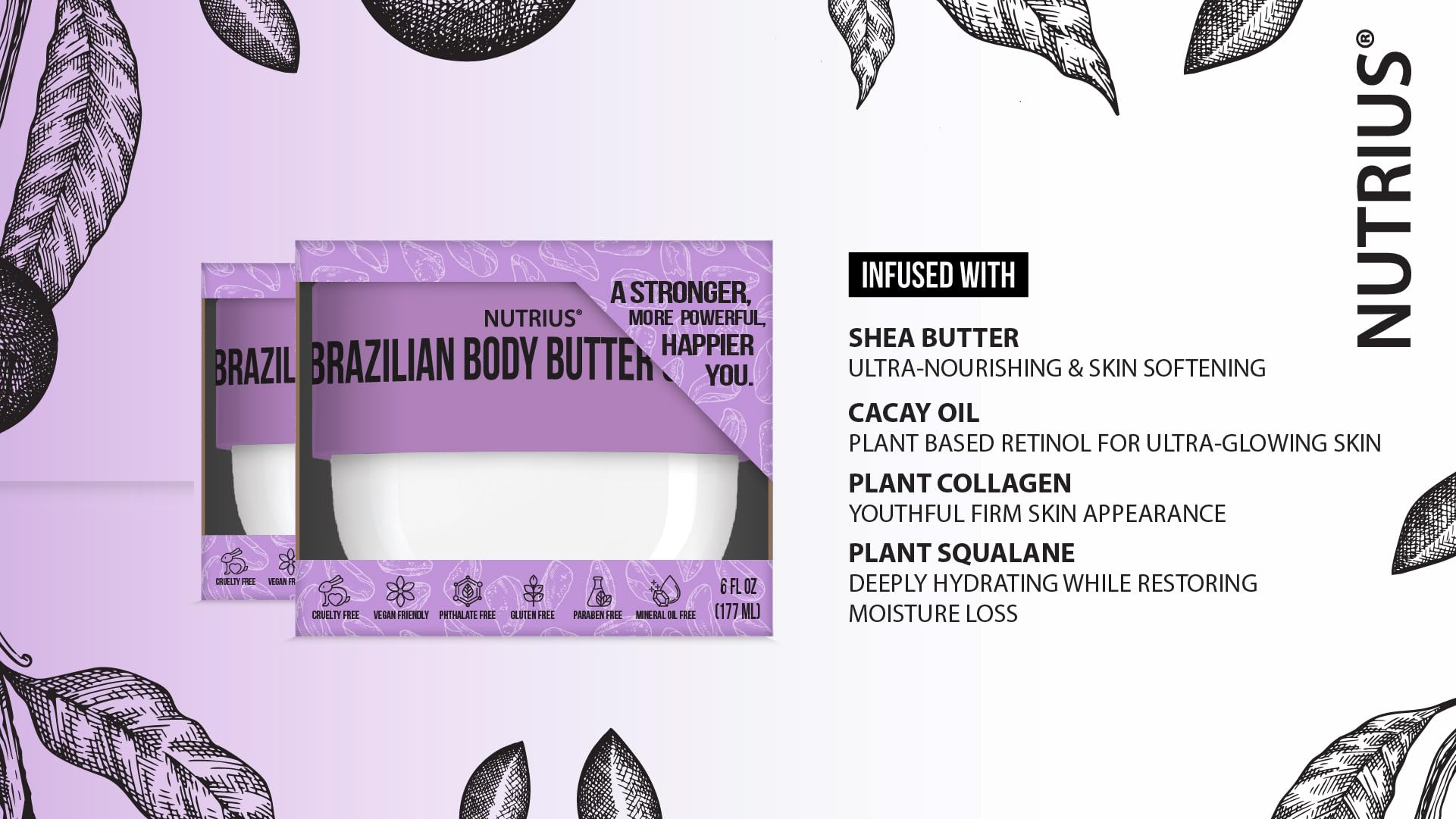 Foto 3 | Crema Corporal Nutrius Brazilian Berry 2 X 180 Ml - Venta Internacional.