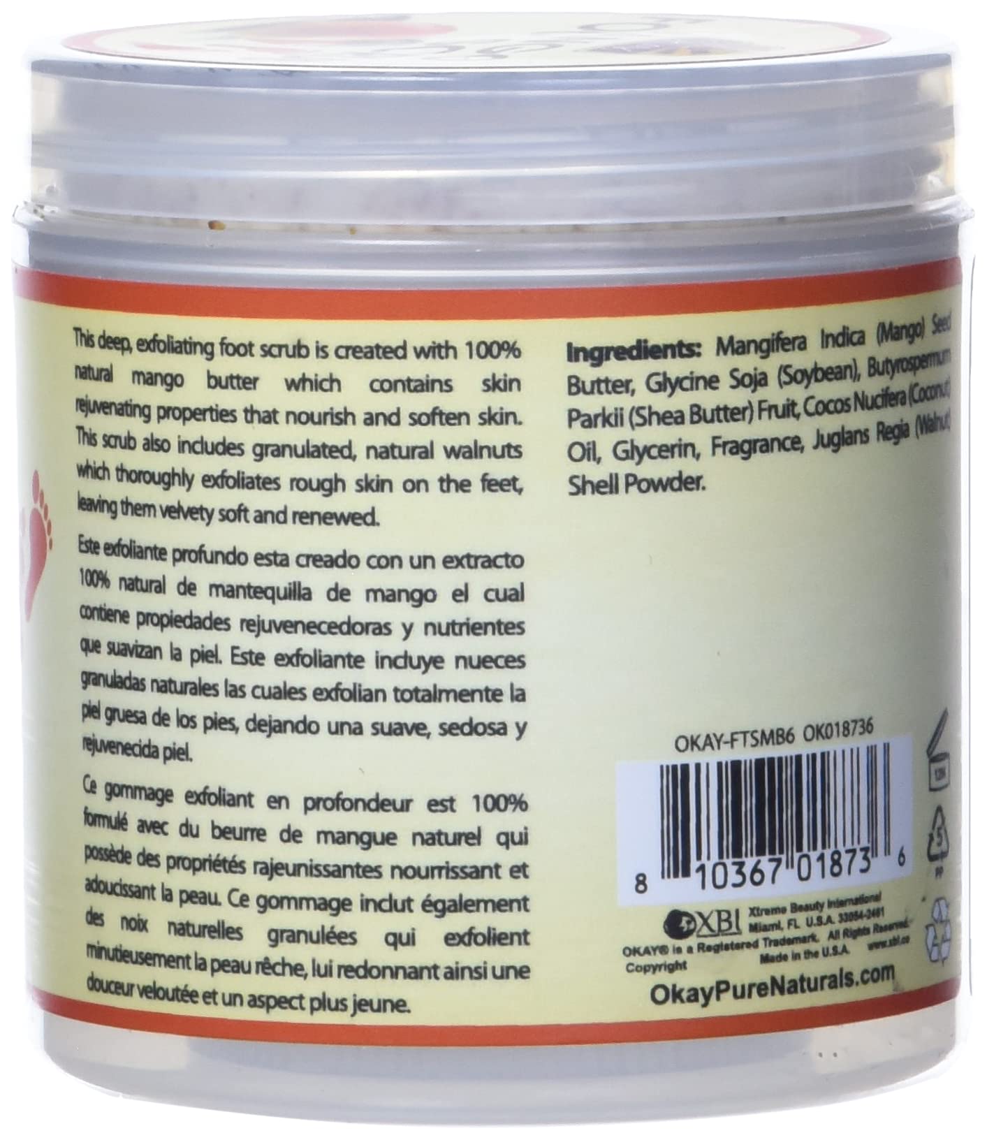 Foto 4 pulgar | Exfoliante Para Pies Okay Mango Butter All Natural 177 Ml - Venta Internacional.