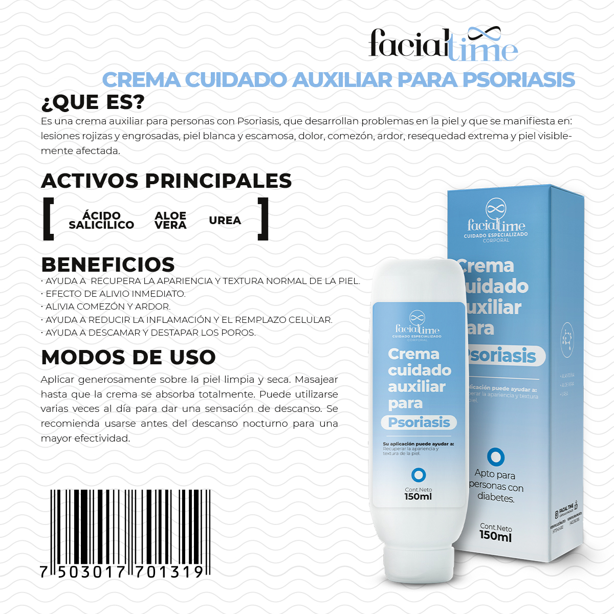 Foto 3 | Crema Hidratante Urea Aloe Vitamina A Psoriasis Facialtime