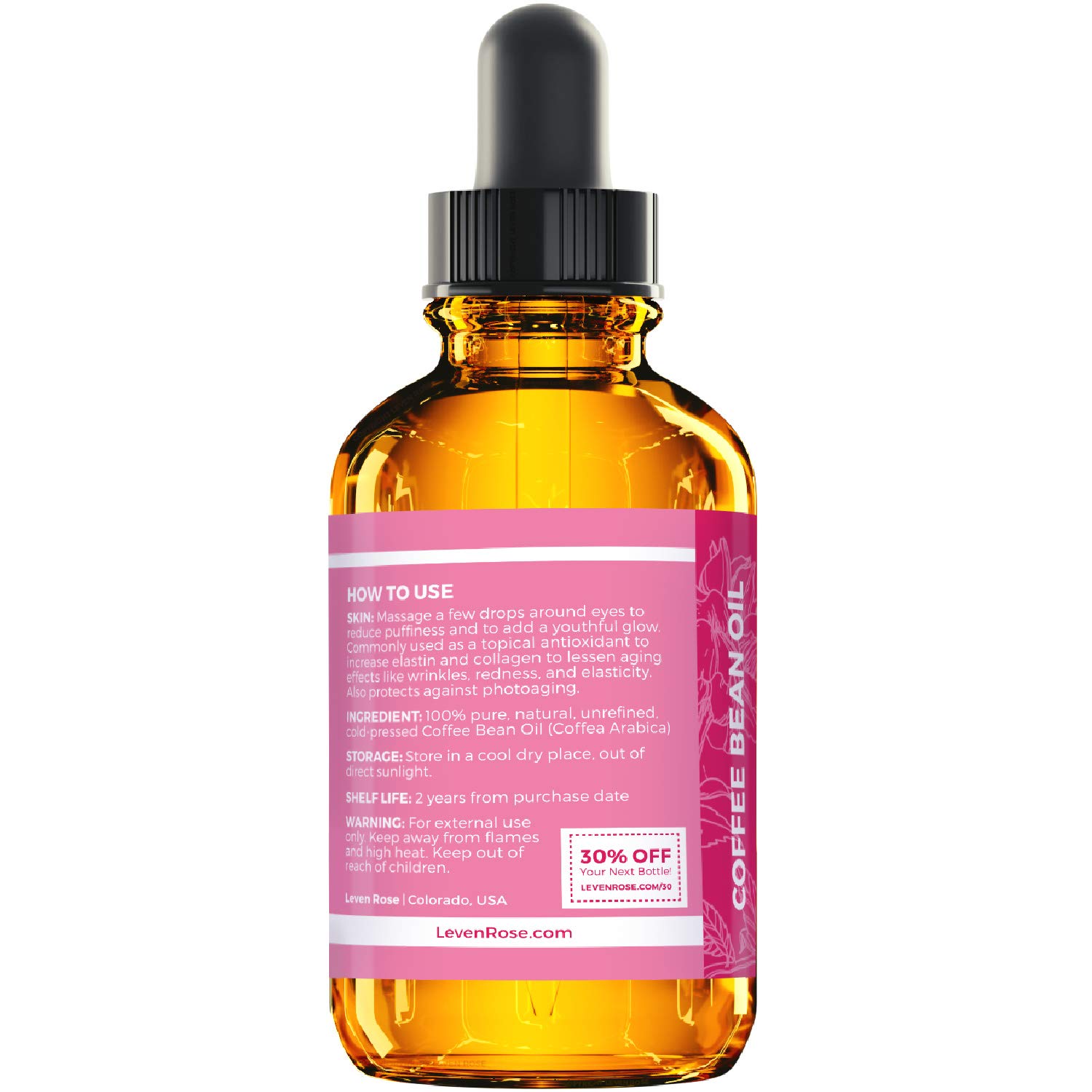 Foto 4 | Aceite De Grano De Café Leven Rose, 30 Ml, 100% Natural, Prensado En Frío - Venta Internacional.