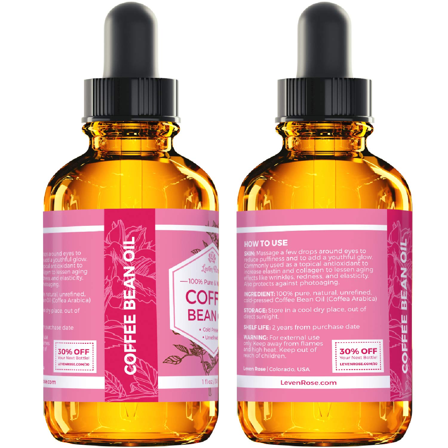 Foto 5 | Aceite De Grano De Café Leven Rose, 30 Ml, 100% Natural, Prensado En Frío - Venta Internacional.
