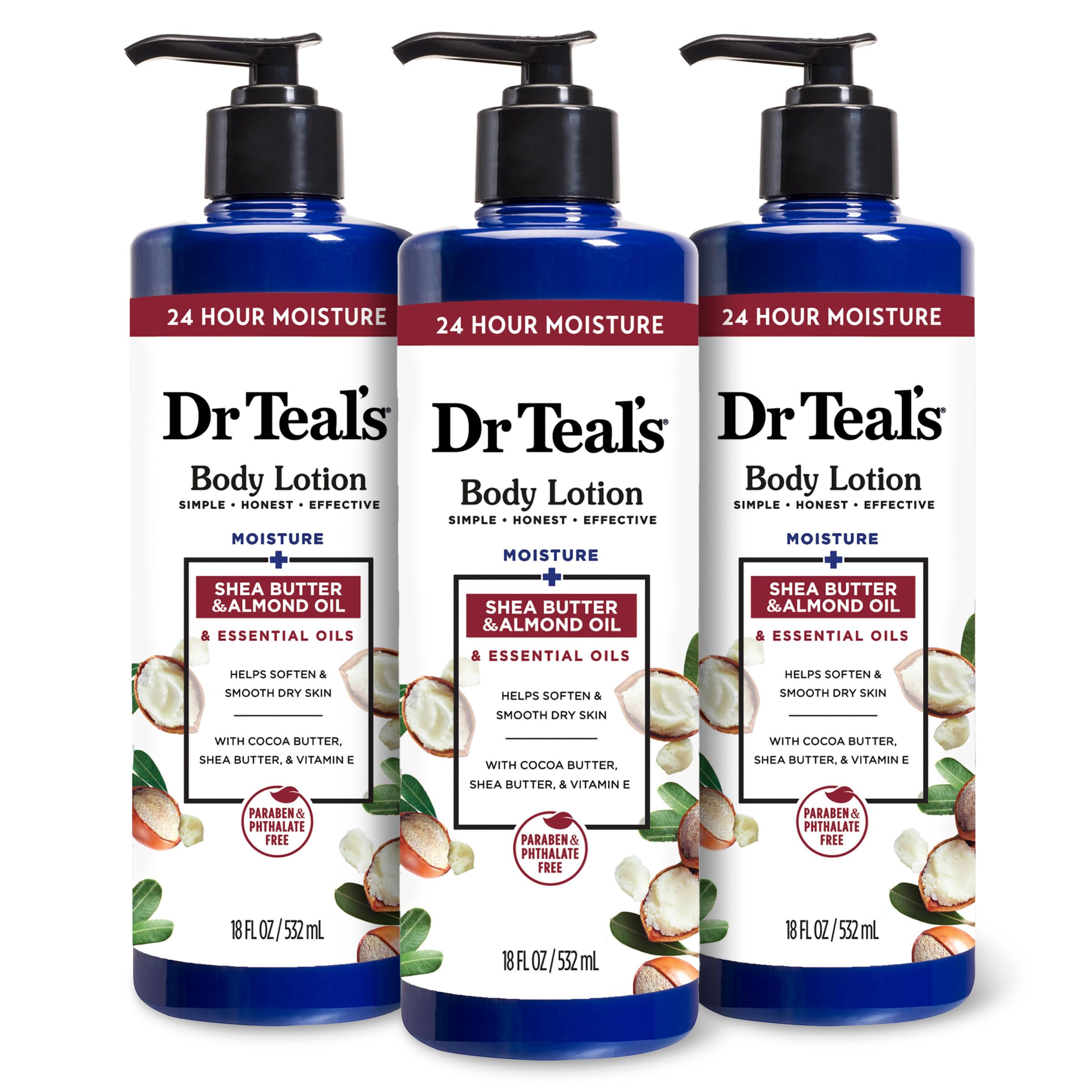 Foto 1 | Loción Corporal Dr. Teal's Con Manteca De Karité Y Almendras, 540 Ml (paquete De 3) - Venta Internacional.
