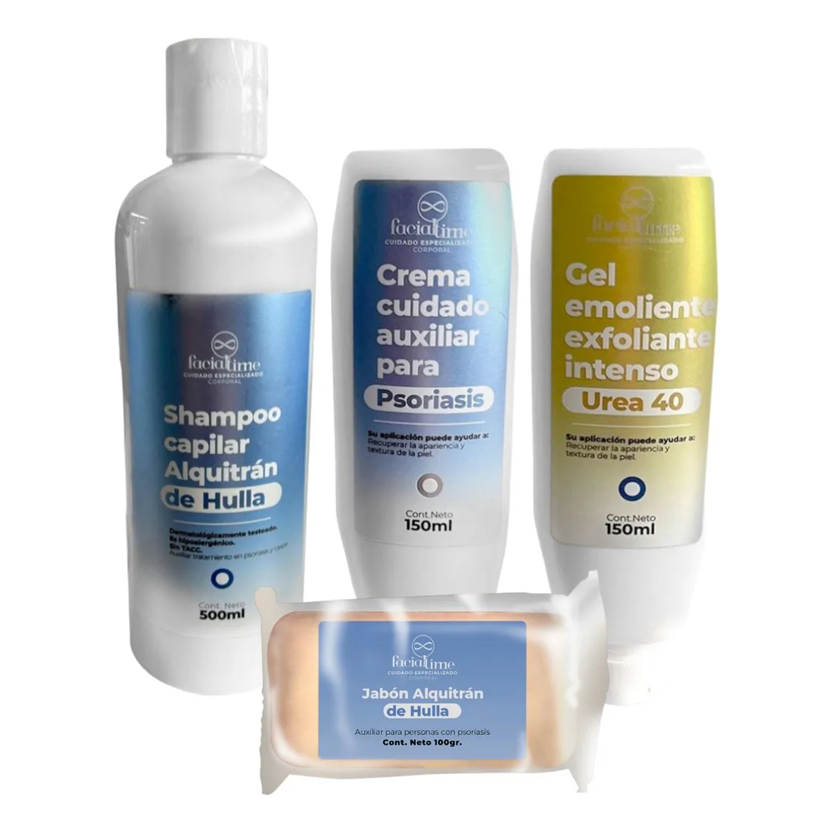 Foto 2 pulgar | Pack Psoriasis Completo Crema Shampoo Jabón Urea Facialtime