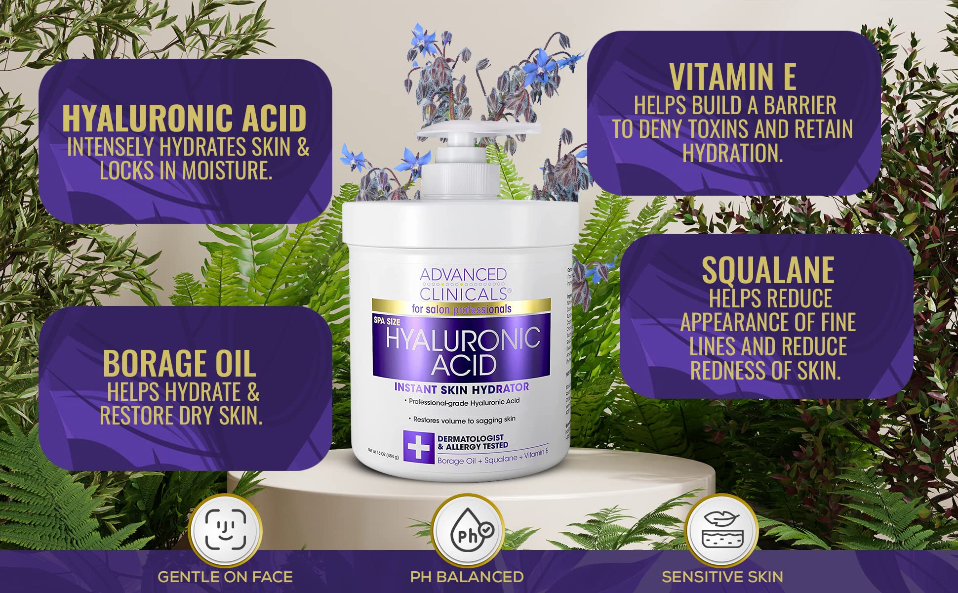 Foto 2 | Crema De Ácido Hialurónico Antienvejecimiento Advanced Clinicals 480 Ml - Venta Internacional.
