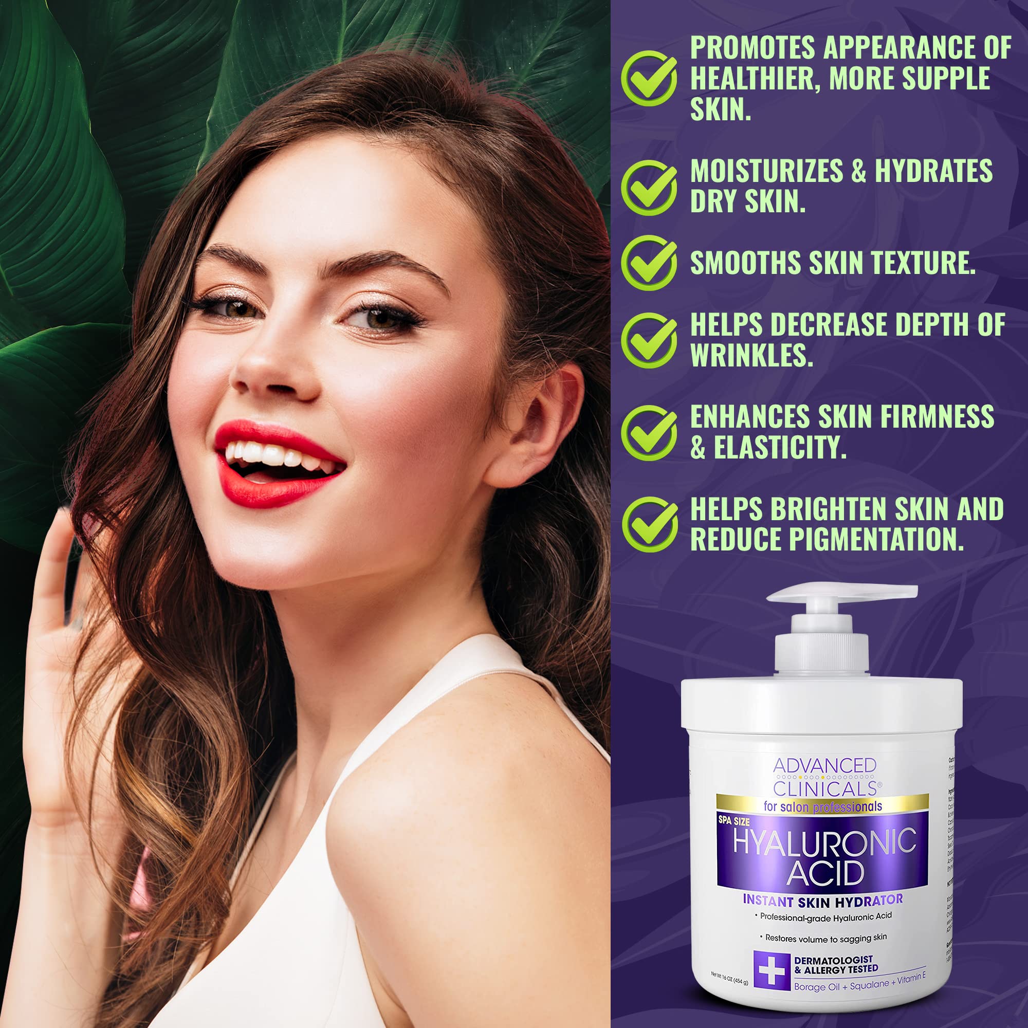 Foto 4 pulgar | Crema De Ácido Hialurónico Antienvejecimiento Advanced Clinicals 480 Ml - Venta Internacional.