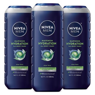 Foto 1 | Gel De Baño Nivea Men Maximum Hydration Con Aloe Vera, 500 Ml, Paquete De 3 - Venta Internacional.