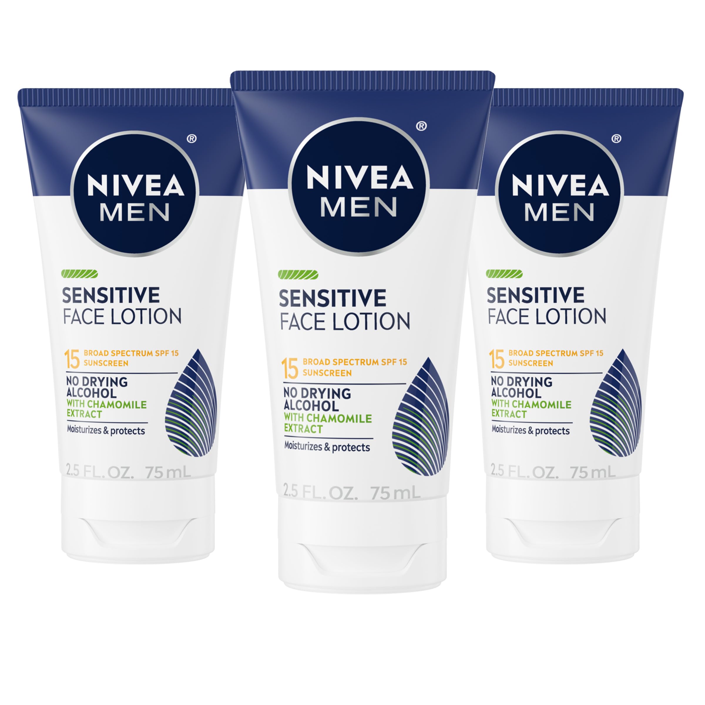 Foto 2 pulgar | Loción Facial Nivea Men Sensitive Con Protector Solar Spf 15, 75 Ml, Paquete De 3 - Venta Internacional.