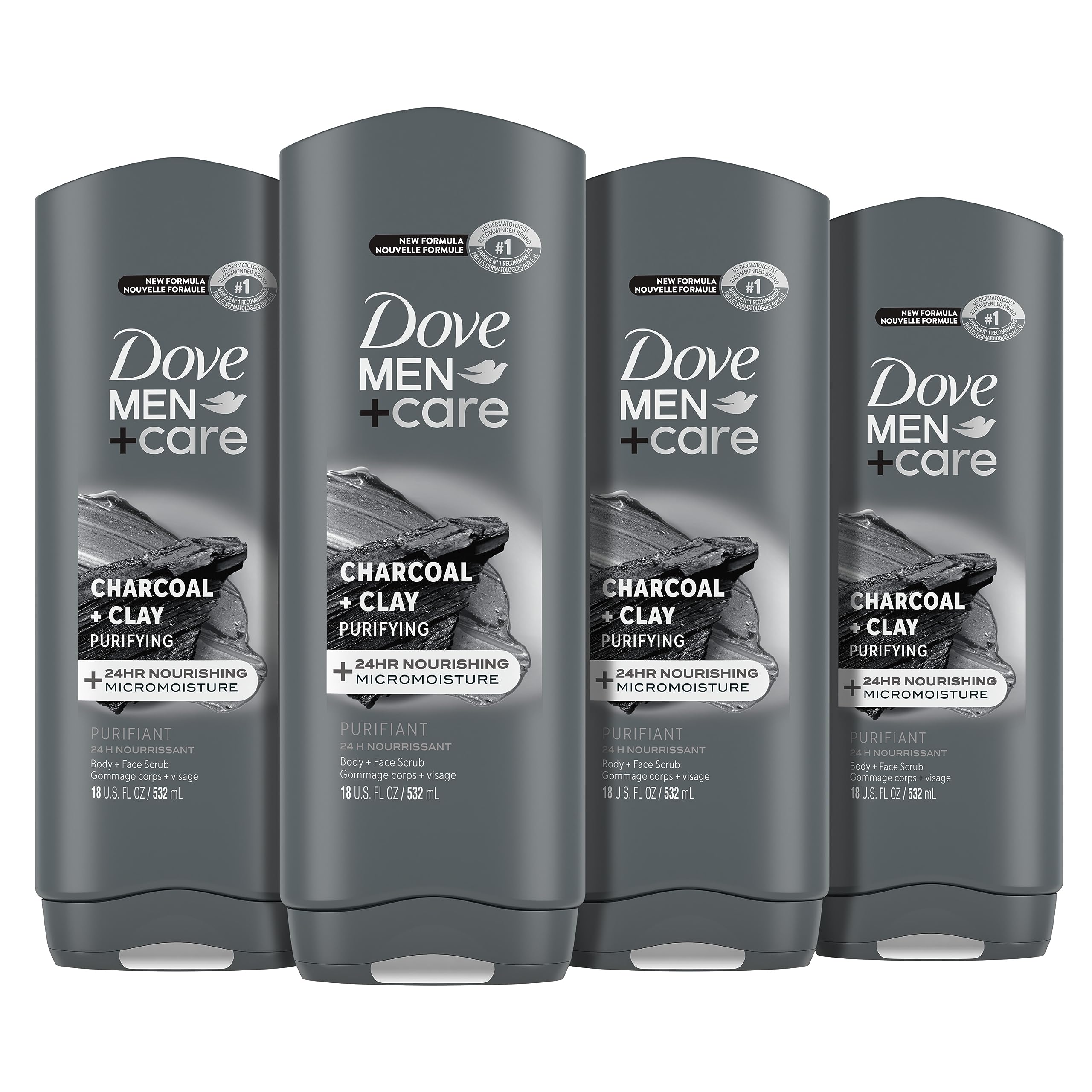 Foto 2 pulgar | Gel De Baño Dove Men + Care Elements Charcoal + Clay 530 Ml, Paquete De 4 - Venta Internacional.