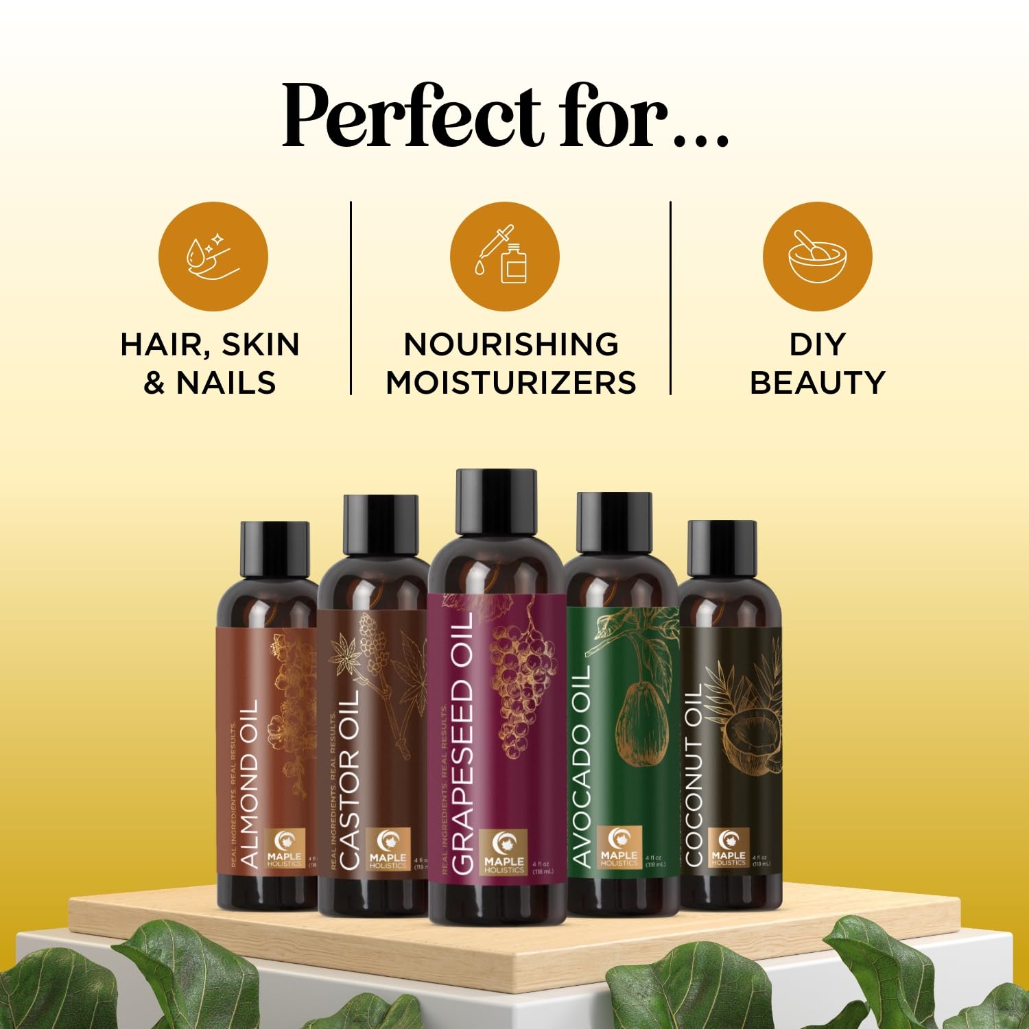 Foto 3 pulgar | Set De Aceite Portador Maple Holistics Pure Almond Coconut Aguacate - Venta Internacional.