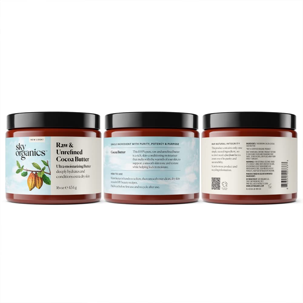 Foto 7 pulgar | Manteca De Cacao Body Butter Sky Organics 100% Cruda, 480 Ml - Venta Internacional.