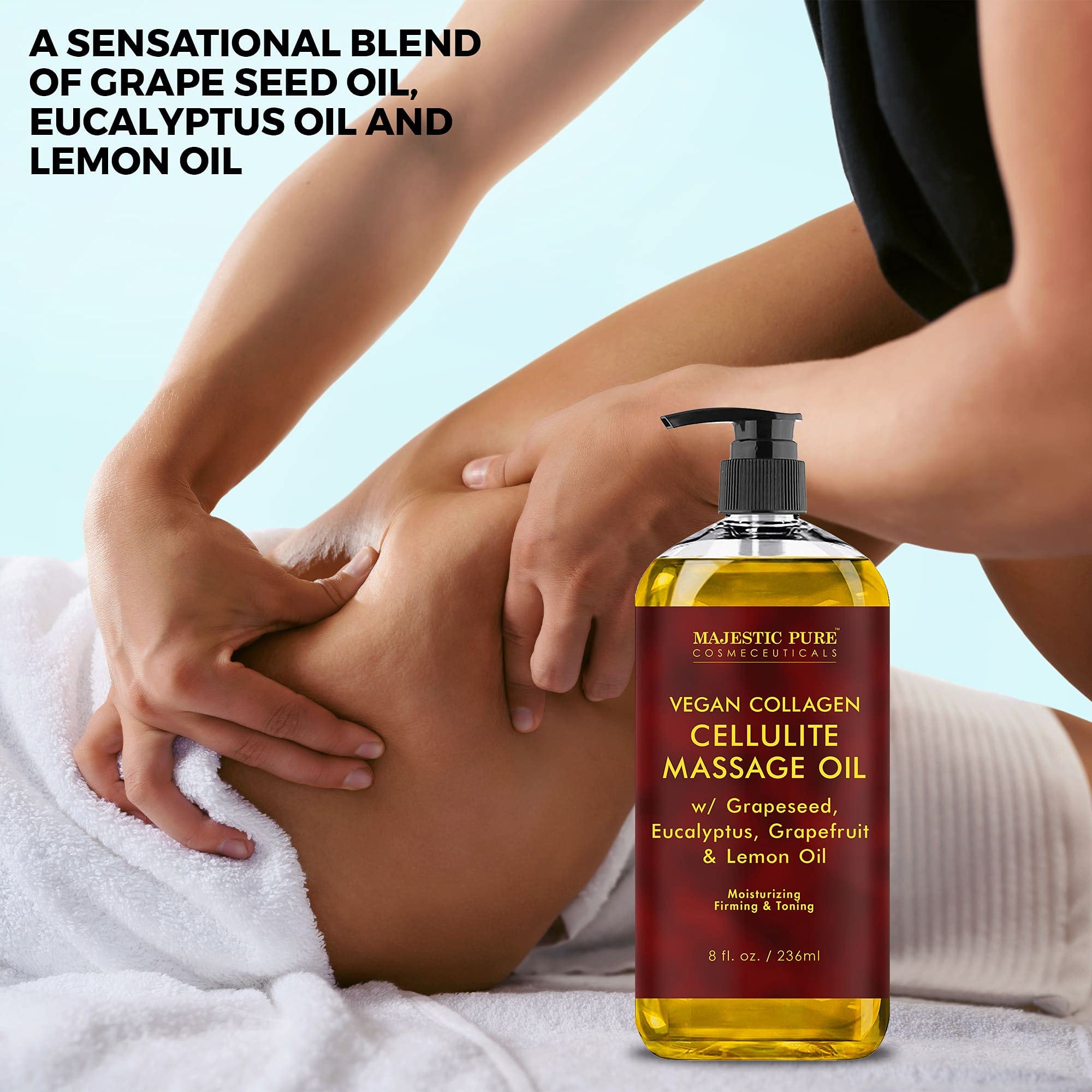 Foto 3 pulgar | Aceite De Masaje Majestic Pure Cellulite Con Colágeno Vegano 480 Ml - Venta Internacional.