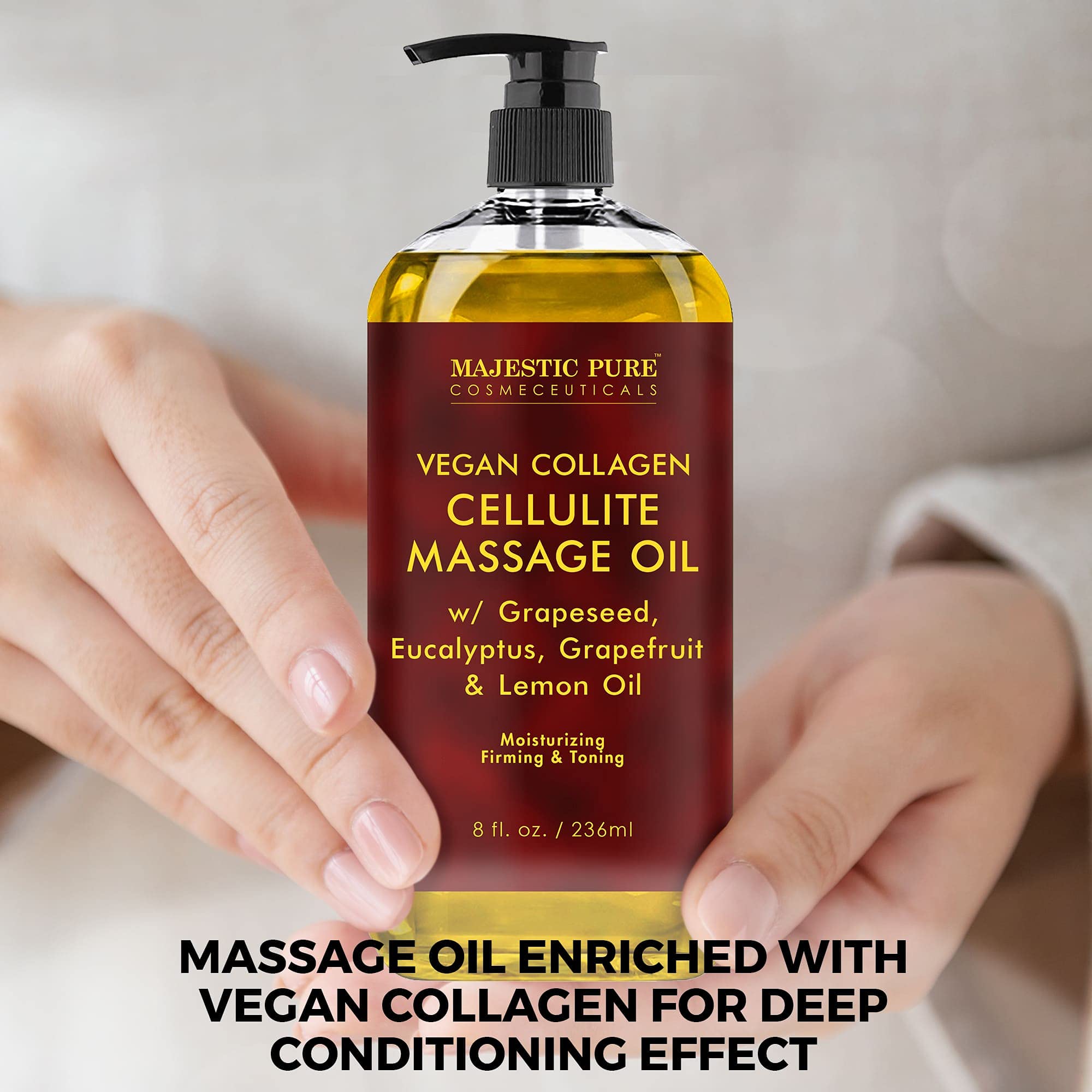 Foto 4 pulgar | Aceite De Masaje Majestic Pure Cellulite Con Colágeno Vegano 480 Ml - Venta Internacional.