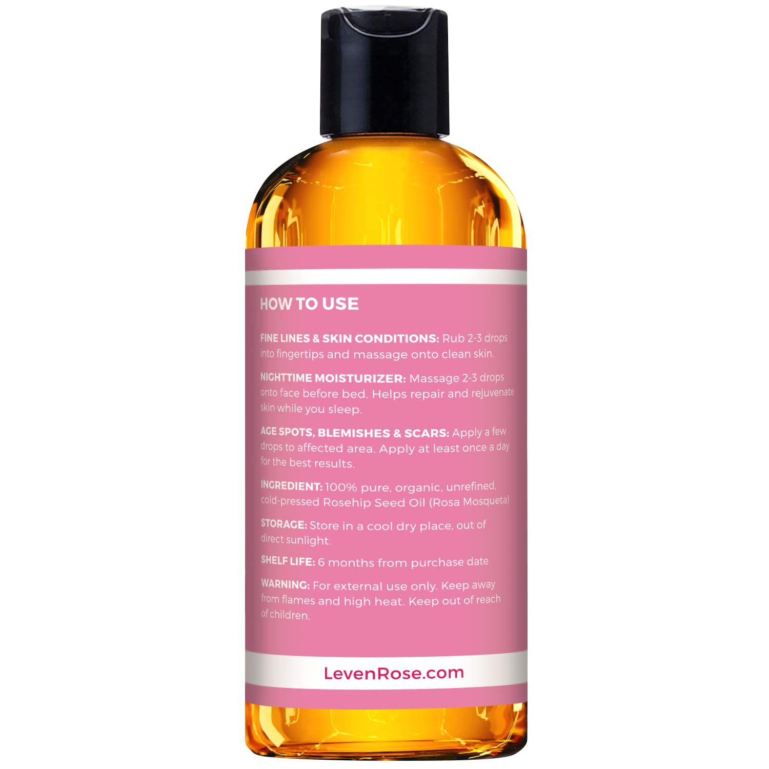 Foto 4 pulgar | Aceite De Semilla De Rosa Mosqueta Leven Rose 473 Ml Para Humectante Facial Y Corporal - Venta Internacional.