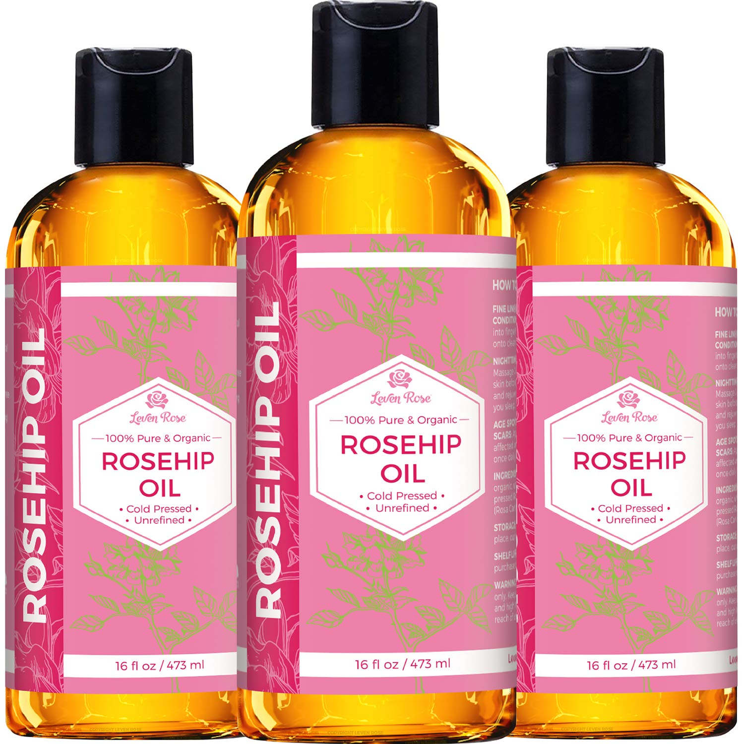 Foto 5 pulgar | Aceite De Semilla De Rosa Mosqueta Leven Rose 473 Ml Para Humectante Facial Y Corporal - Venta Internacional.