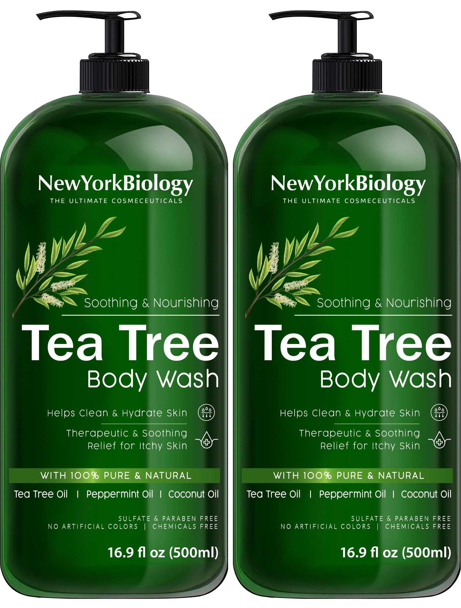 Body Wash New York Biology Tea Tree, 500 Ml, Para Hombres Y Mujeres, Paquete De 2 - Venta Internacional.