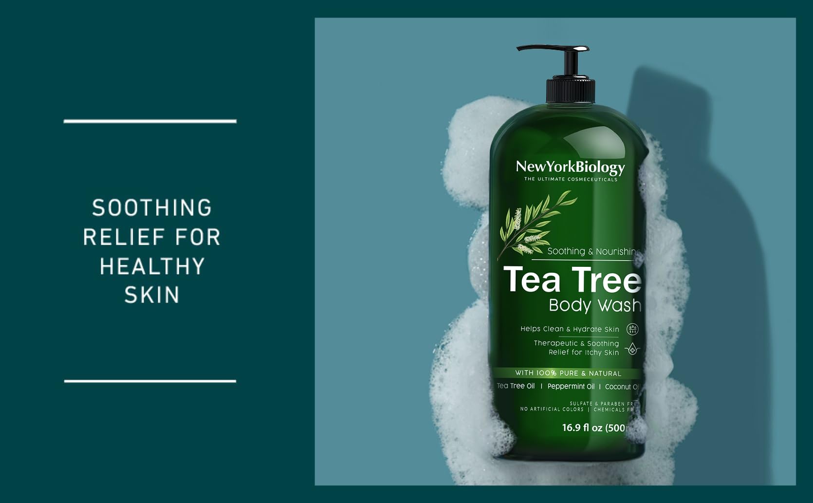 Foto 6 pulgar | Gel De Baño New York Biology Tea Tree, 500 Ml, Hidratante - Venta Internacional.