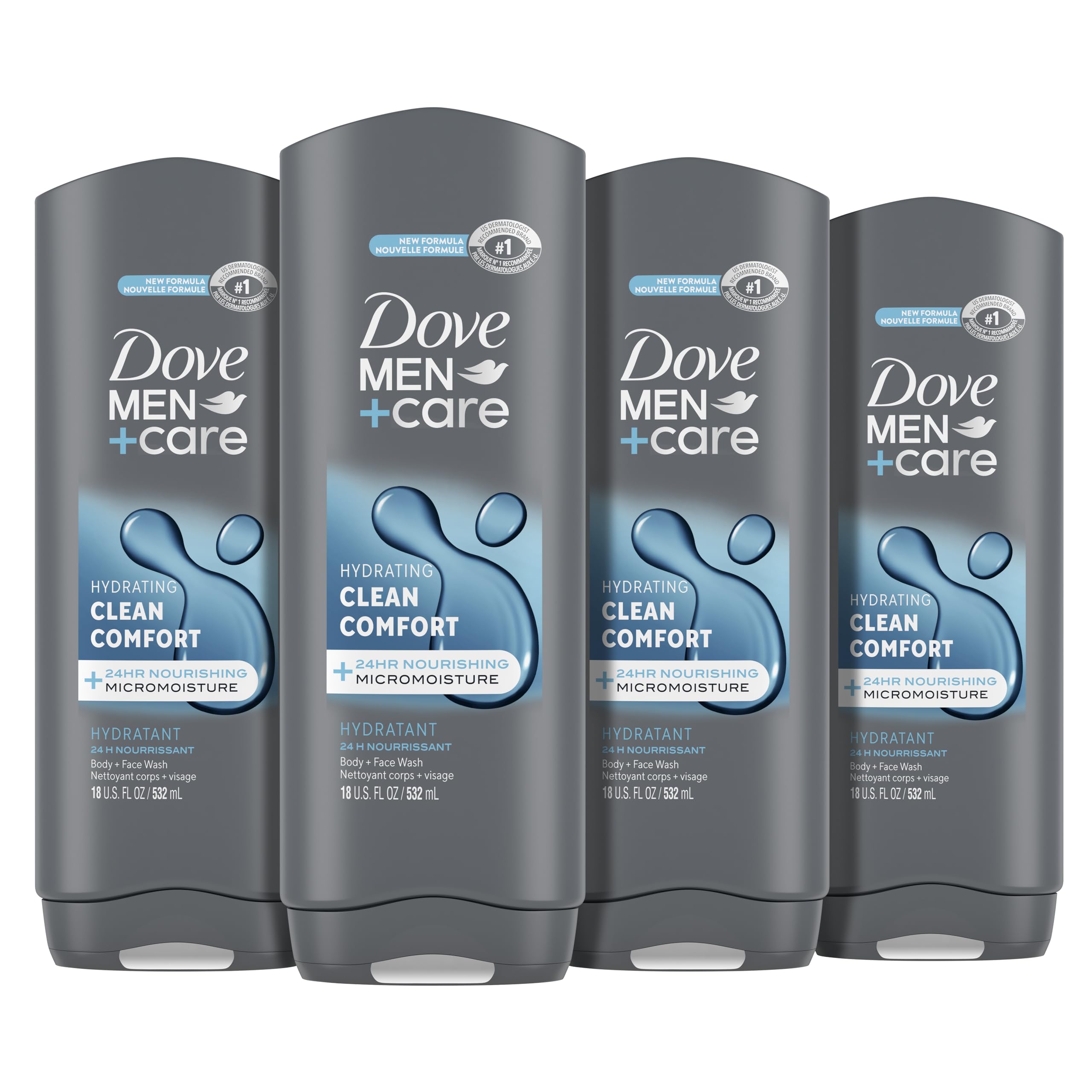 Gel De Baño Corporal Y Facial Dove Men + Care Clean Comfort 530 Ml, Paquete De 4 - Venta Internacional.