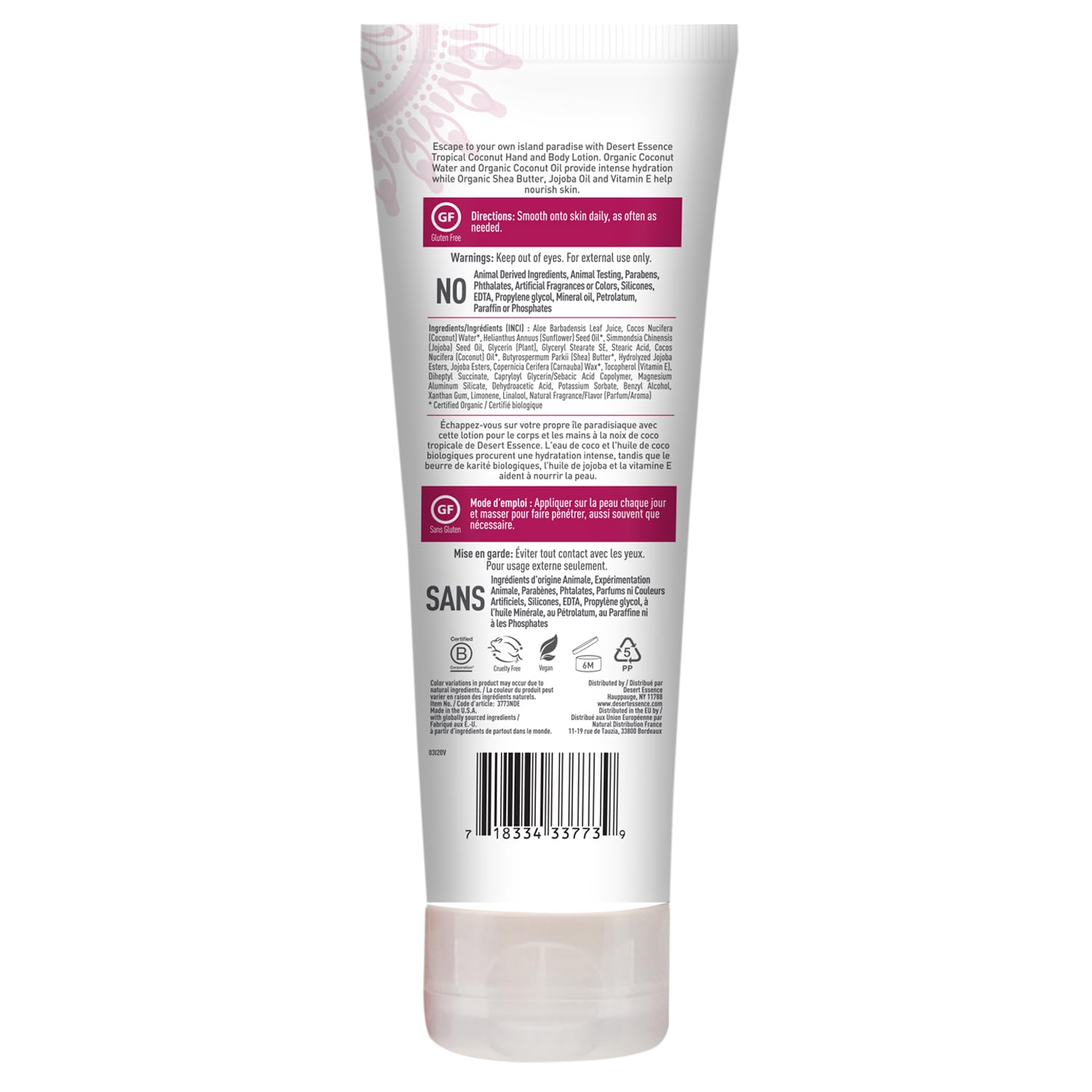 Foto 4 pulgar | Loción Para Manos Y Cuerpo Desert Essence Tropical Coconut 240 Ml - Venta Internacional.