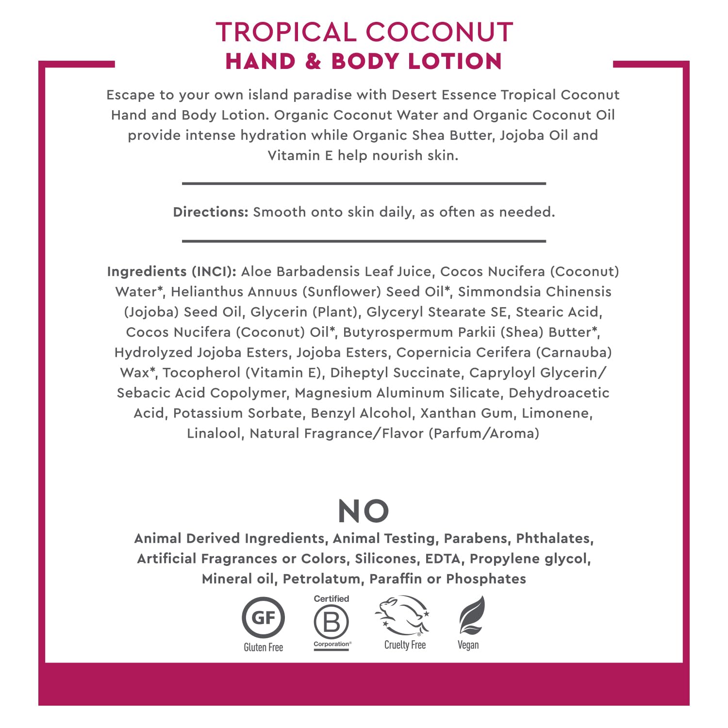 Foto 4 | Loción Para Manos Y Cuerpo Desert Essence Tropical Coconut 240 Ml - Venta Internacional.