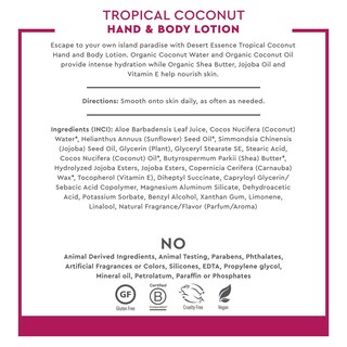 Foto 4 | Loción Para Manos Y Cuerpo Desert Essence Tropical Coconut 240 Ml - Venta Internacional.