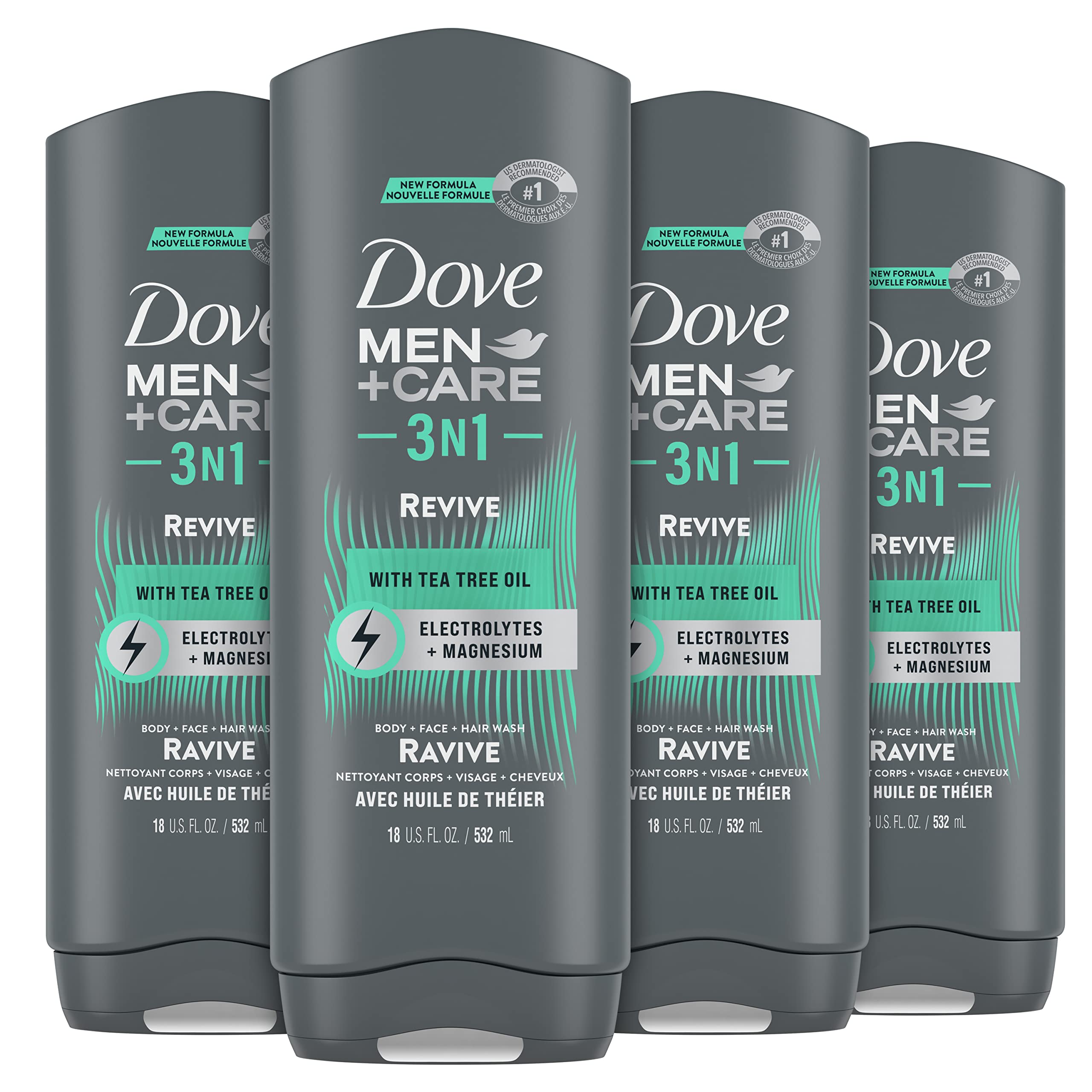 Gel De Baño Dove Men + Care Post-workout 3n1 Revive 4 X 500 Ml - Venta Internacional.