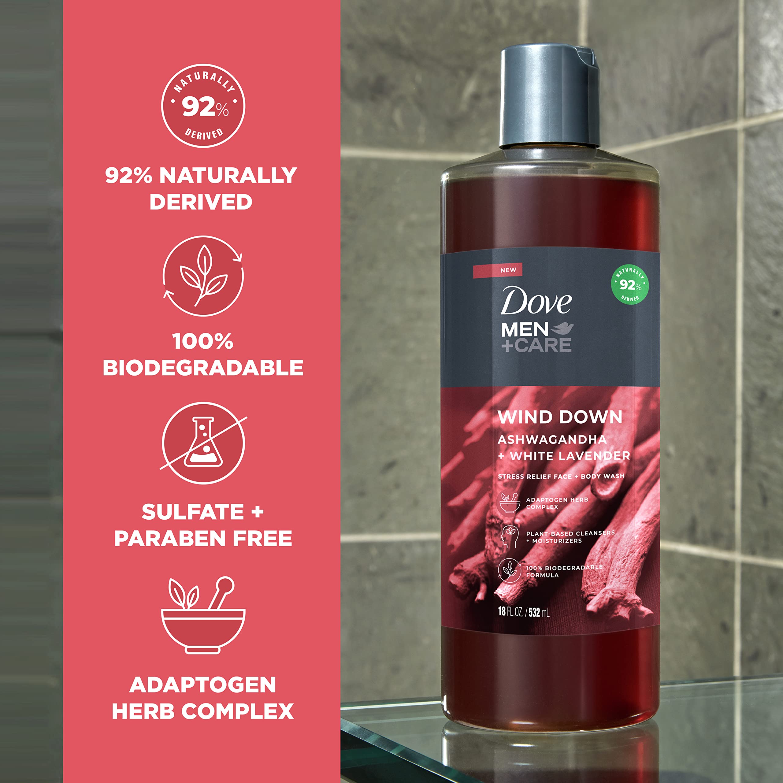 Foto 7 pulgar | Gel De Baño Dove Men + Care Wind Down Para Rostro Y Cuerpo, 532 Ml, Paquete De 4 - Venta Internacional.