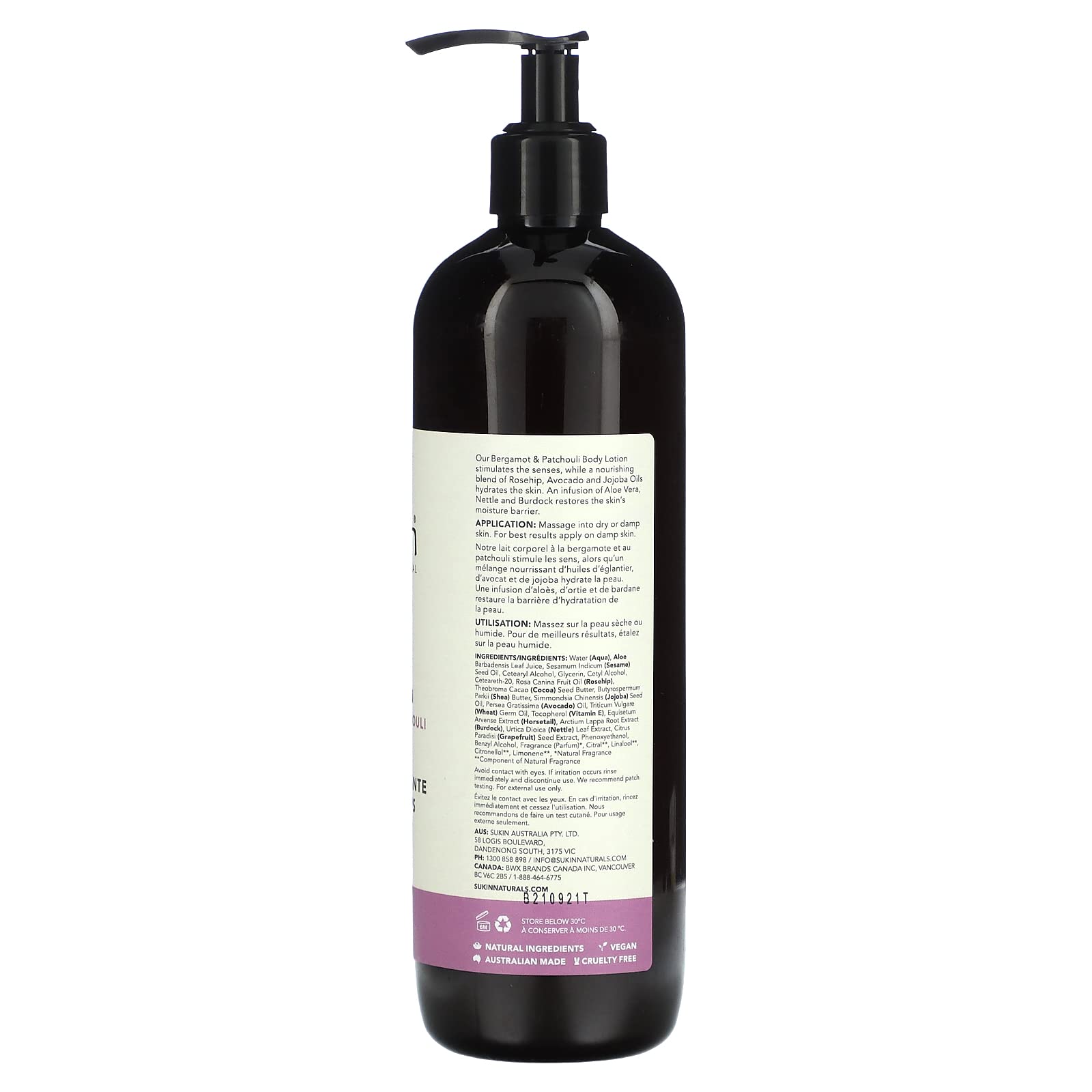 Foto 3 pulgar | Loción Corporal Sukin Con Aroma A Bergamota Y Pachulí, 500 Ml, Para Mujer - Venta Internacional.