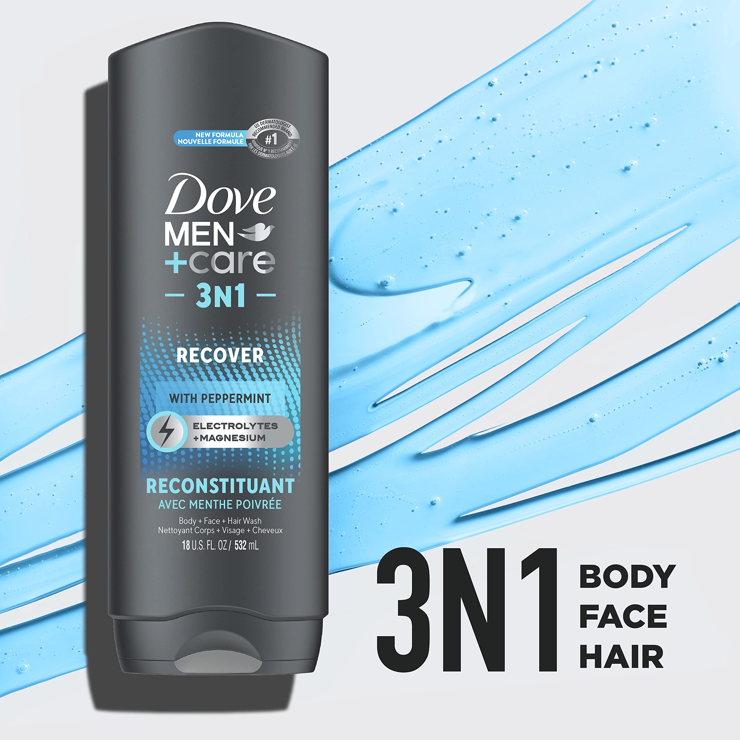 Foto 2 | Gel De Baño Dove Men+care Para Después Del Entrenamiento, 3 En 1, Con Menta, 530 Ml - Venta Internacional.