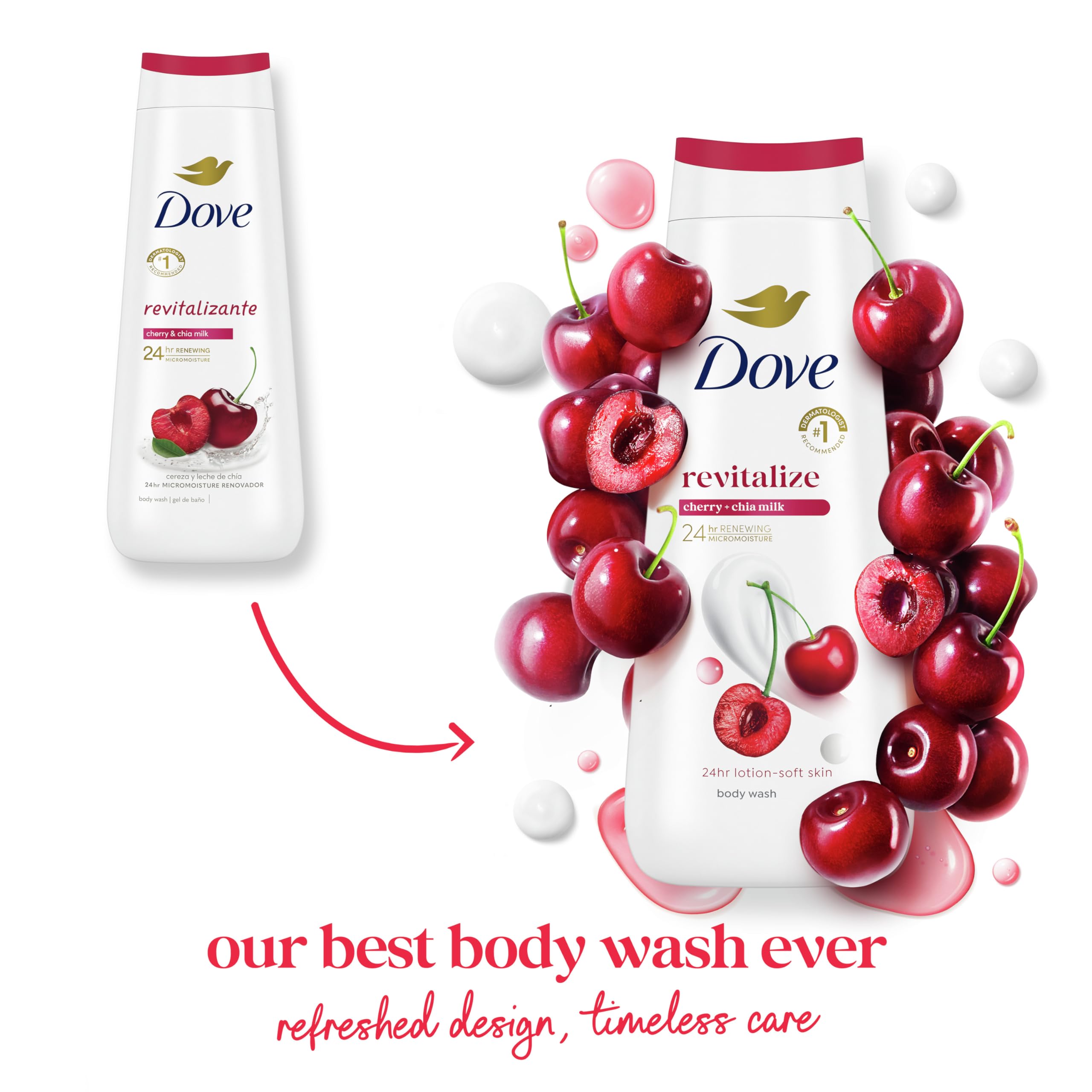 Foto 4 pulgar | Gel De Baño Dove Revitalize Cherry And Chía Milk 591 Ml - Venta Internacional.
