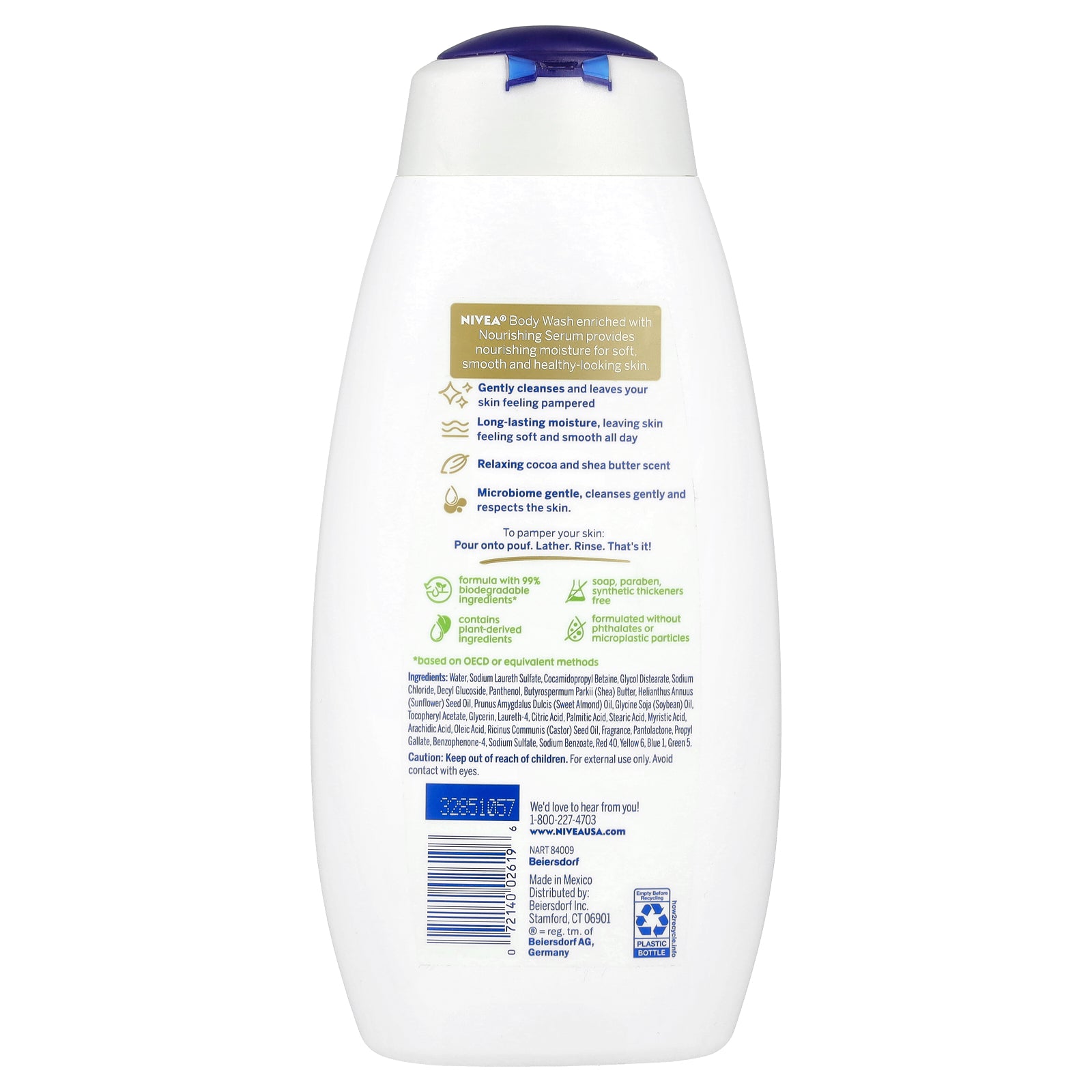 Foto 3 pulgar | Gel De Baño Nivea Pampering Con Manteca De Cacao Y Karité 591 Ml - Venta Internacional.