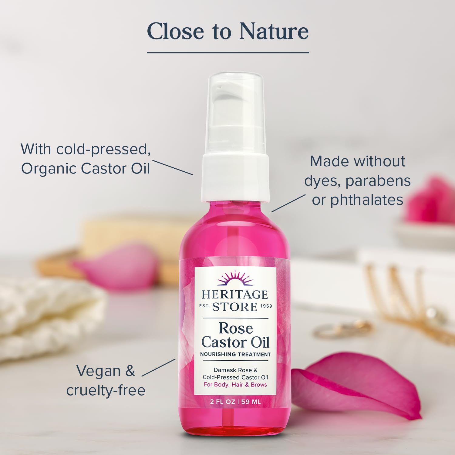 Foto 5 pulgar | Tratamiento Capilar Nutritivo Heritage Store Rose Castor Oil 60 Ml - Venta Internacional.