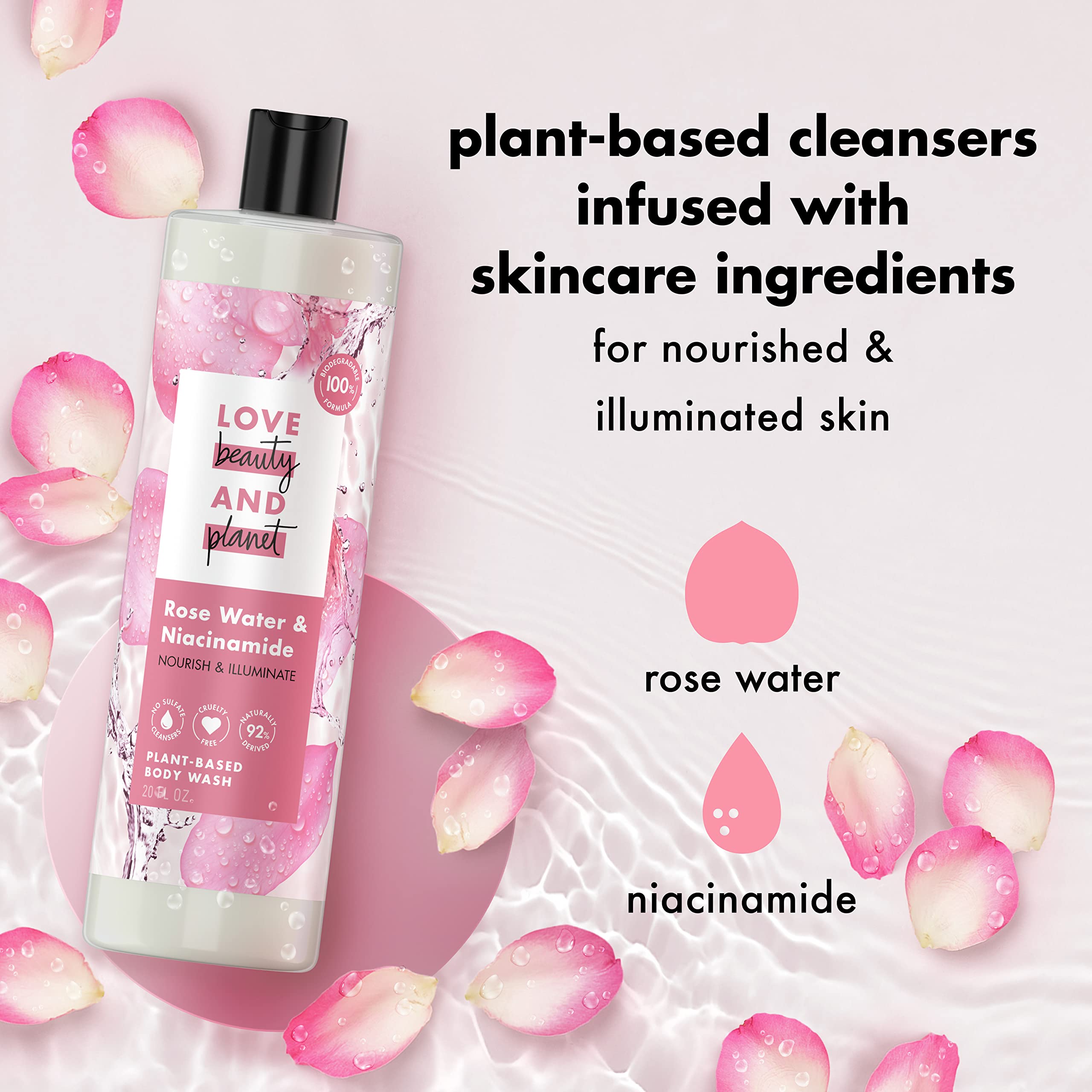 Foto 5 pulgar | Gel De Baño Love Beauty And Planet Nourish Con Agua De Rosas 590 Ml - Venta Internacional.