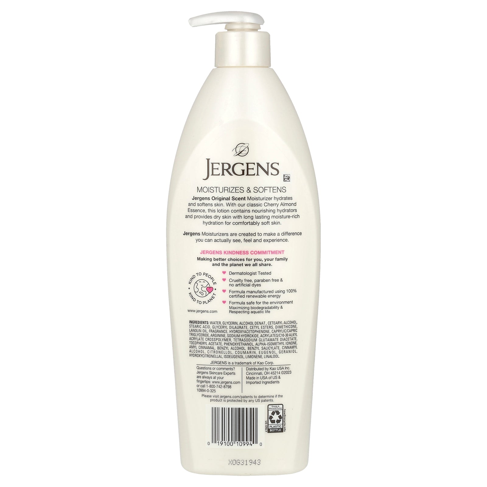 Foto 2 | Crema Hidratante Jergens Para Piel Seca, Cereza Y Almendra, 621 Ml - Venta Internacional.