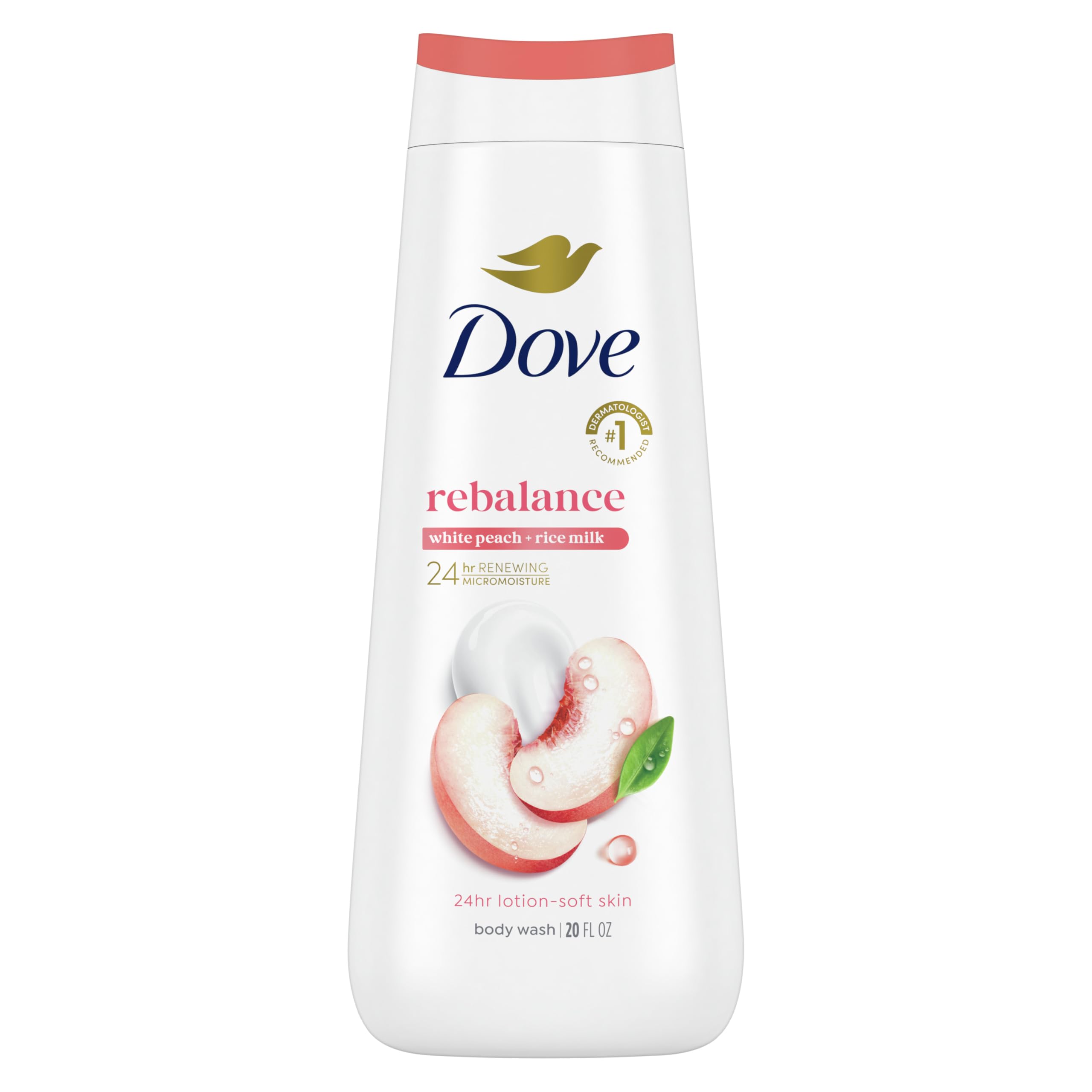 Foto 2 pulgar | Gel De Baño Dove Rebalance White Peach & Rice Milk 600 Ml - Venta Internacional.