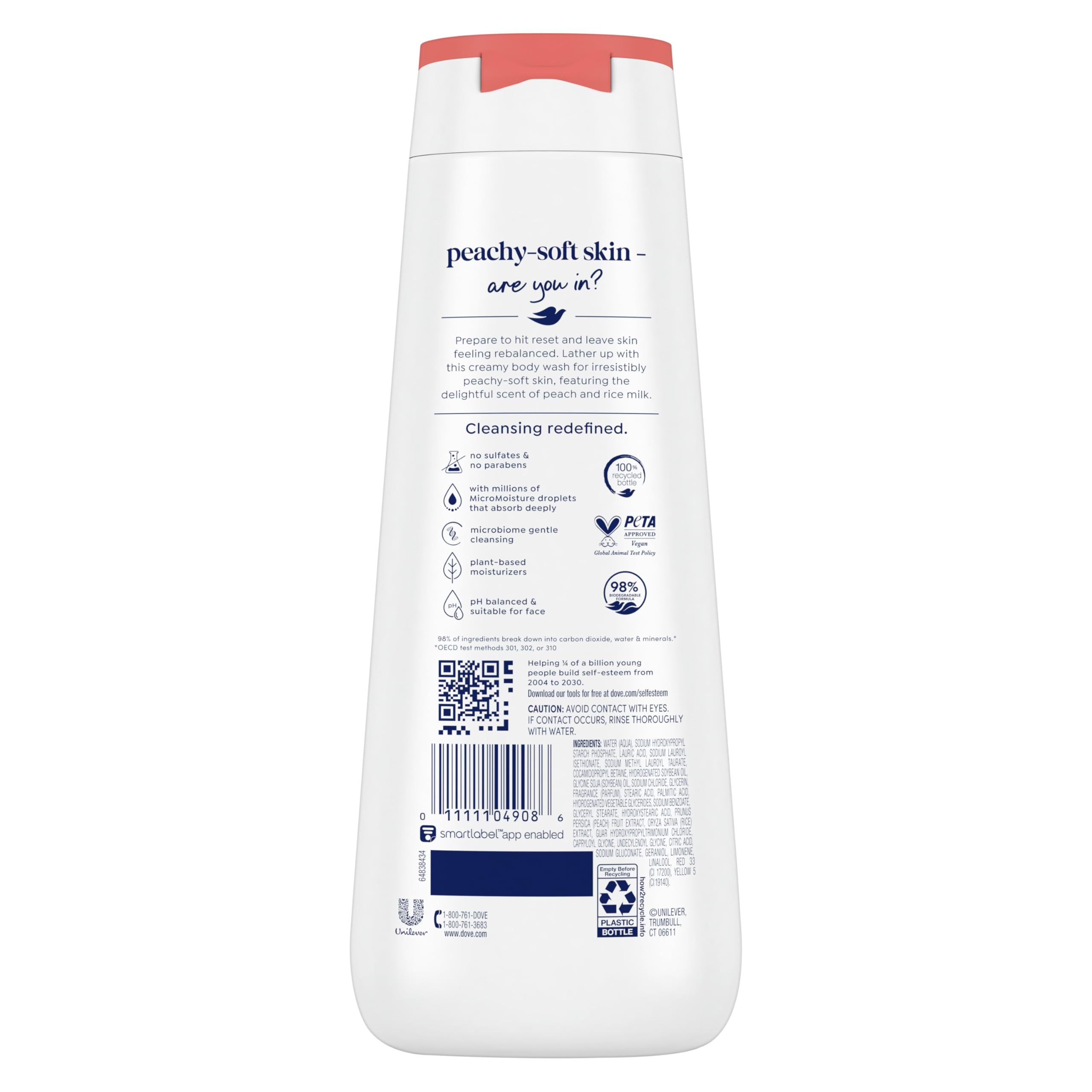 Foto 3 pulgar | Gel De Baño Dove Rebalance White Peach & Rice Milk 600 Ml - Venta Internacional.