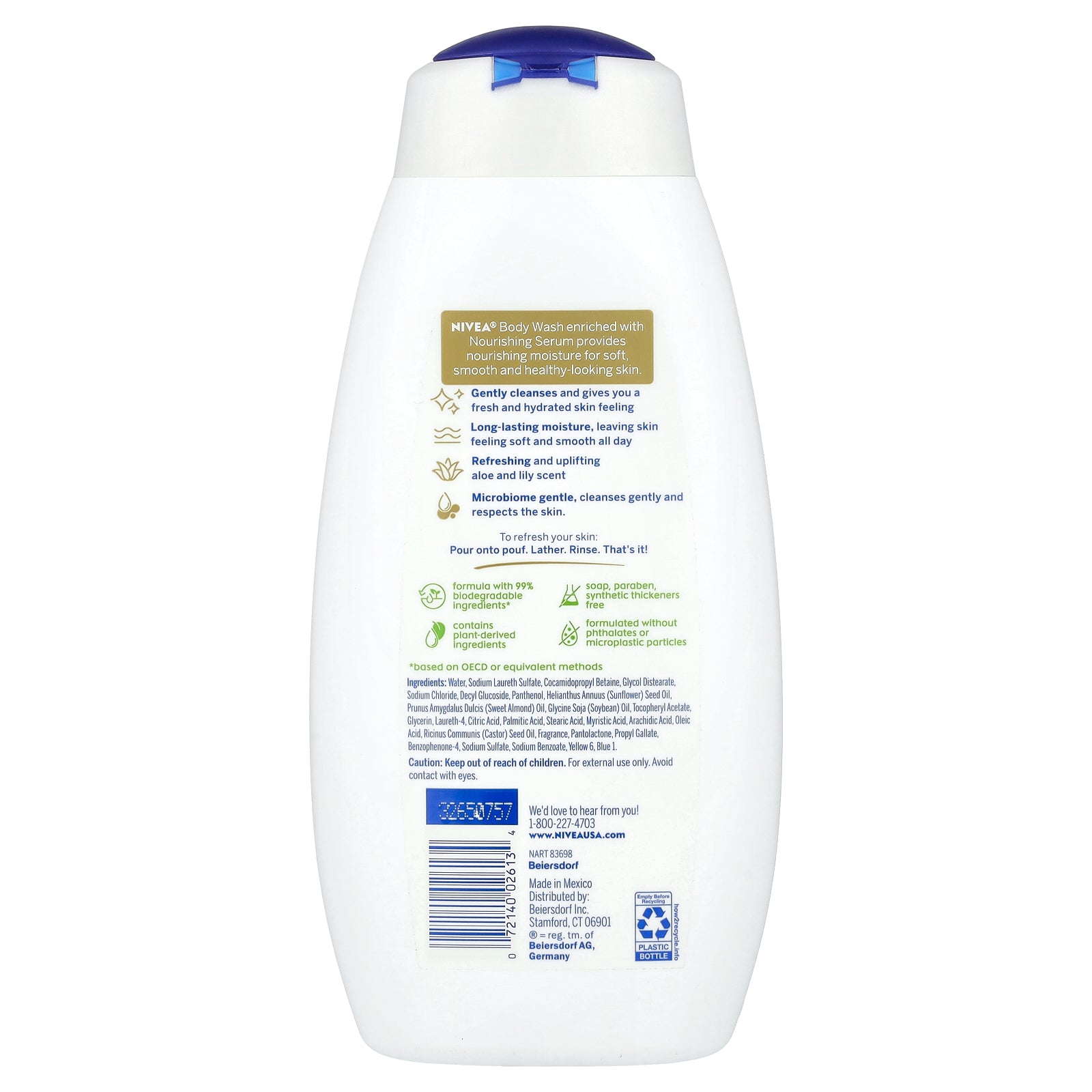 Foto 2 | Gel De Baño Nivea Refreshing Fresh Aloe & Lily 591 Ml - Venta Internacional.