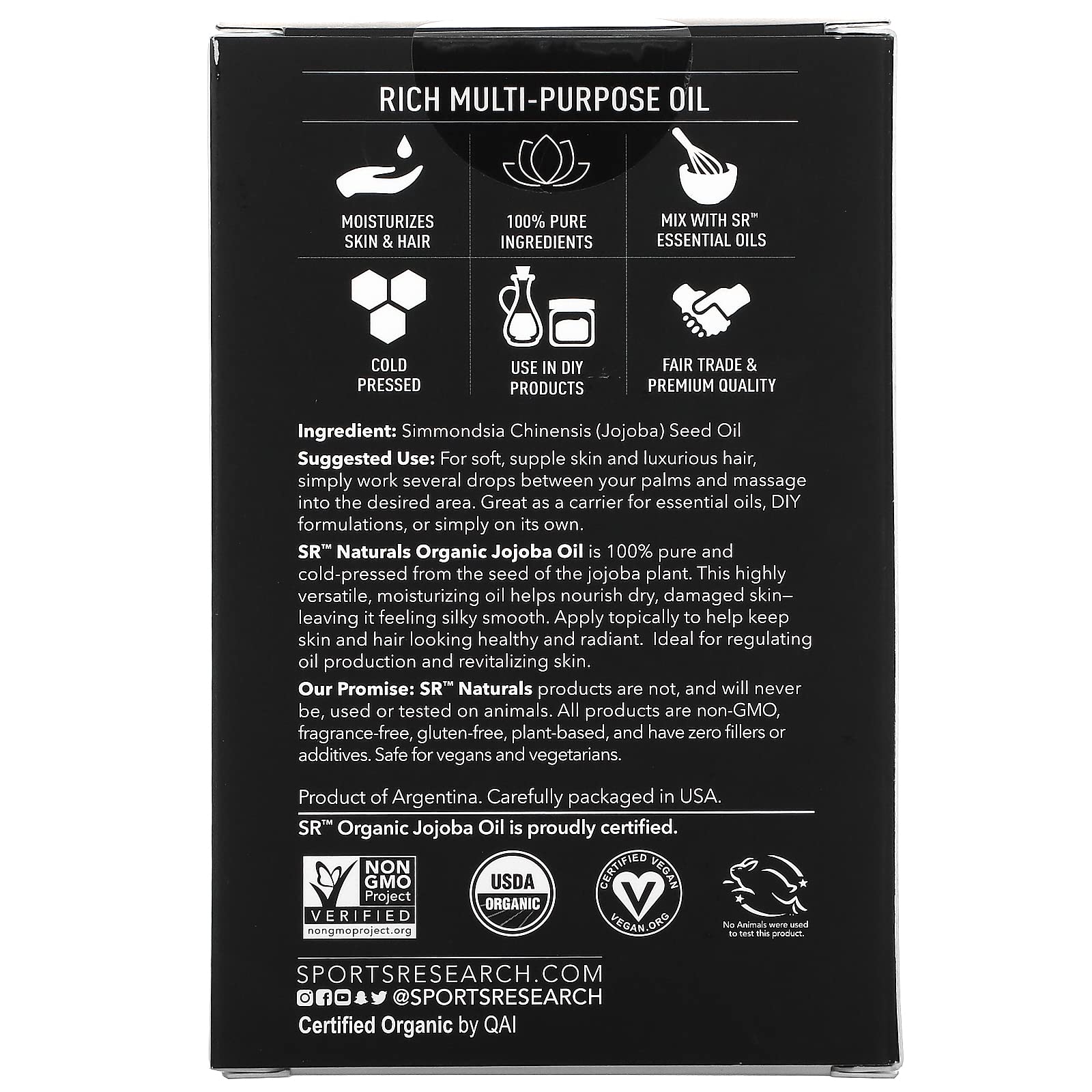 Foto 3 pulgar | Jojoba Orgánica Oil Sports Research, 118 Ml (4 Onzas Líquidas) - Venta Internacional.